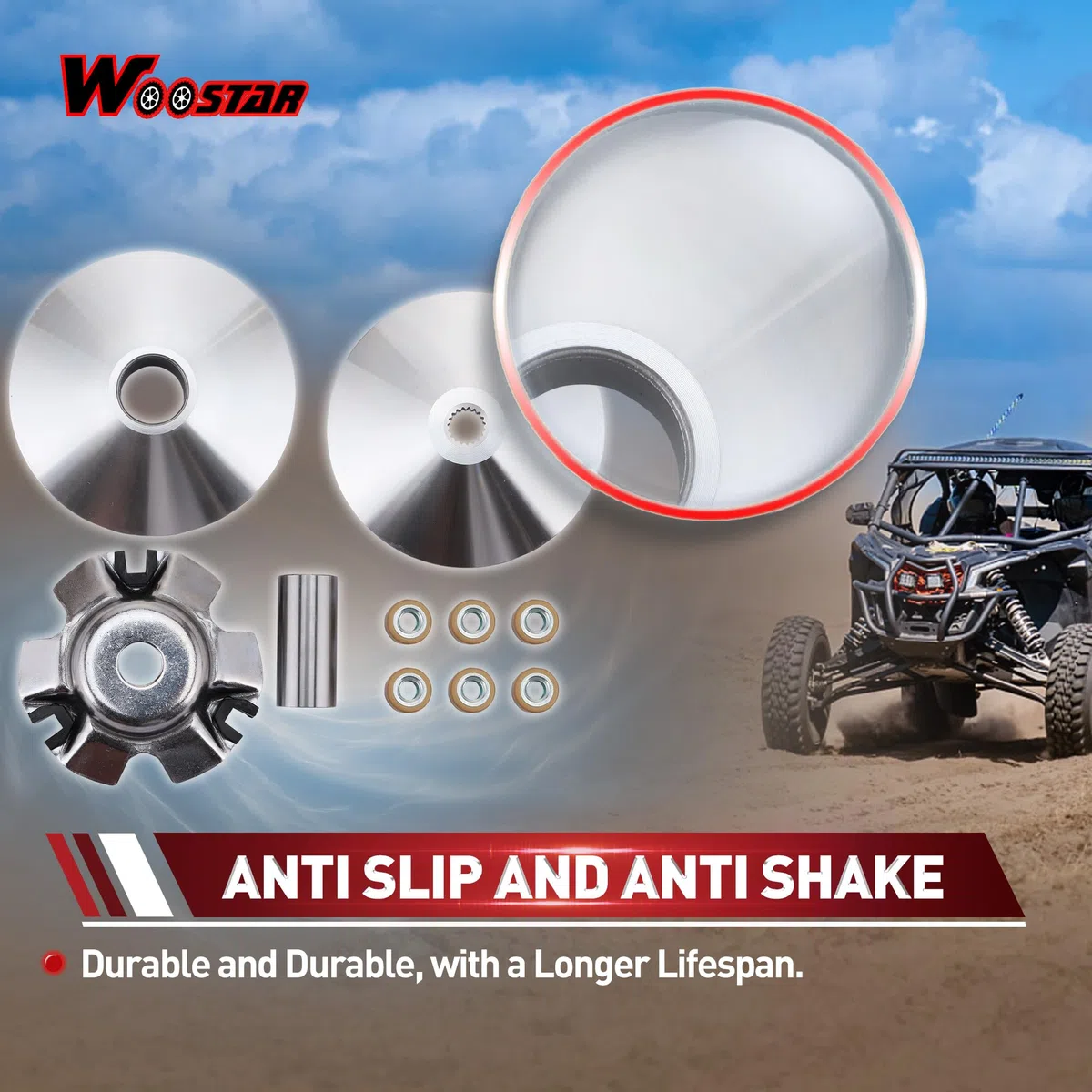 WOOSTAR Ensamblaje Completo de Rodillos Variador Reemplazo para 4 Tiempos GY6 125cc 150cc Scooter Go Kart 152QMI 157QMJ Motor