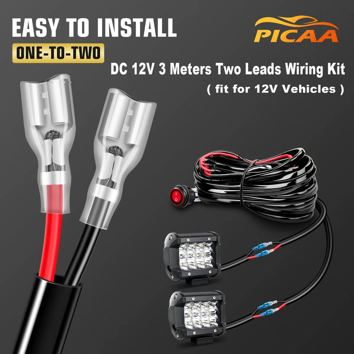 PICAA 23 Pulgadas 480W Barra LED 4x4 y 2X 4 60W Foco Led y Cableado Kit, Luz de Trabajo LED 12V 24V 6000K Faro Led Coche Camión Todoterreno Barras Luminosas Led