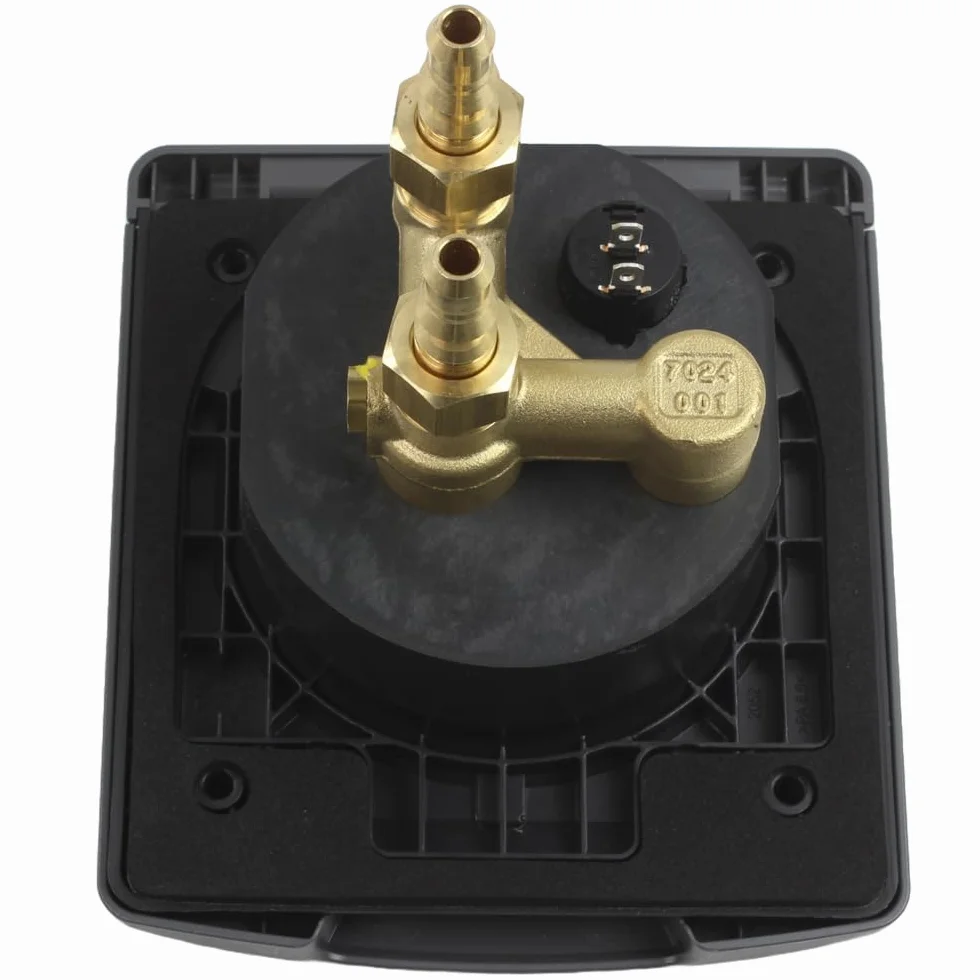Generisch ABL - Toma de agua para exteriores, manguera de ducha para autocaravana, caravana o caravana, grifo mezclador + interruptor, color gris
