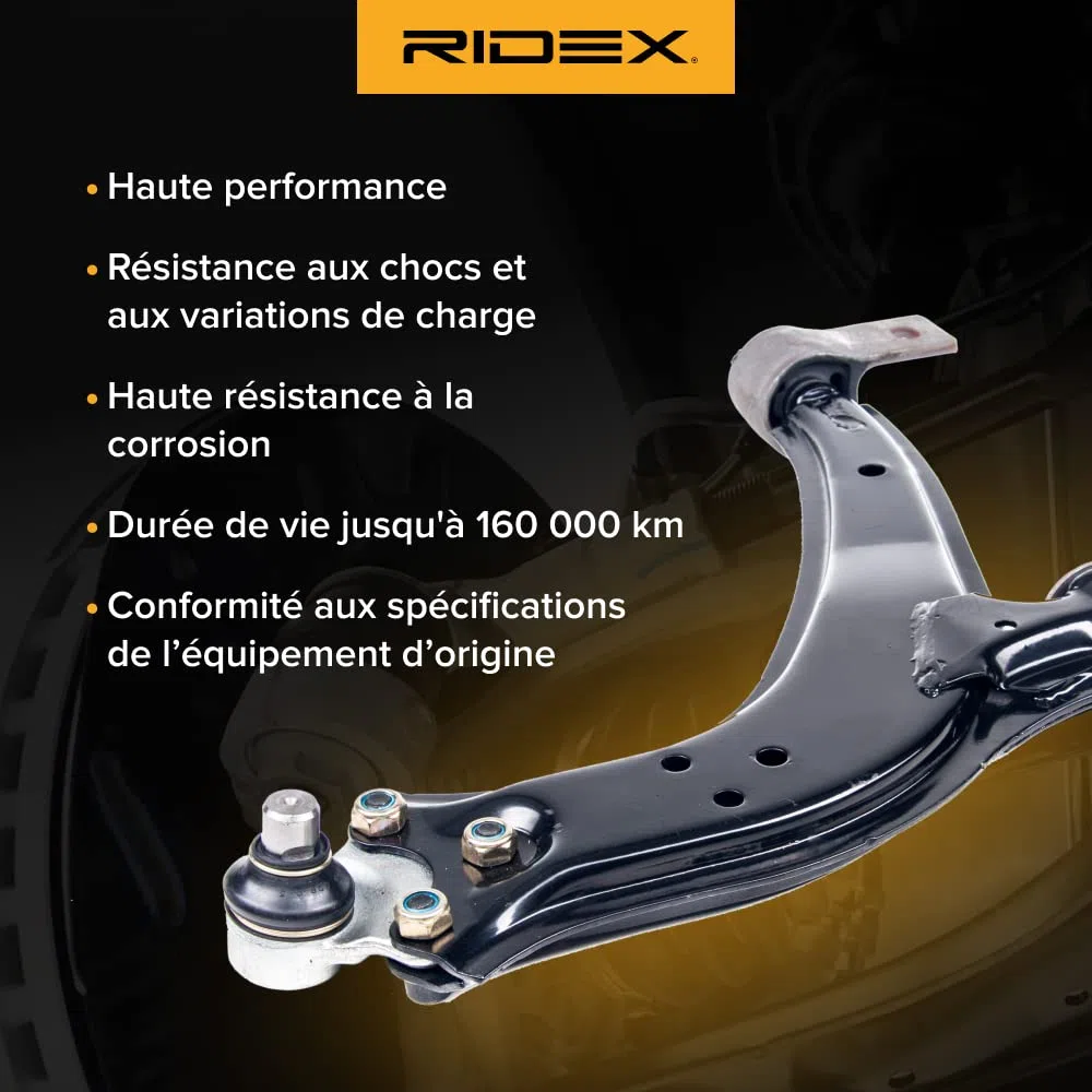 RIDEX 273C0557 Barra oscilante de suspensión de ruedas Delantero Izquierda con rótula de suspensión/carga con apoyo de caucho con tuerca Compatible con BMW 3 Touring F31