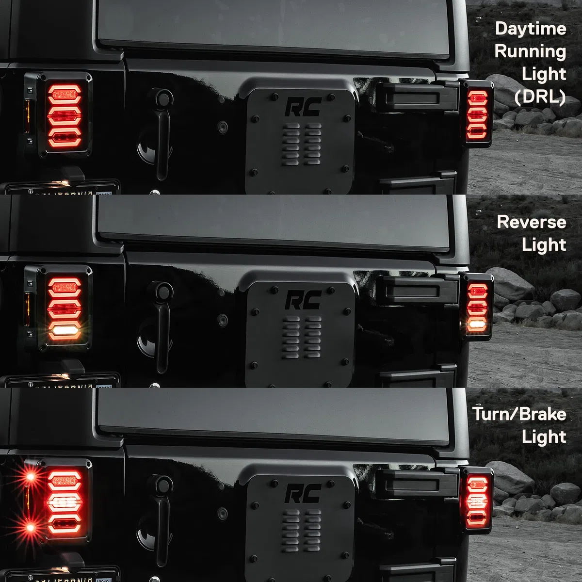 TRUE MODS - Luz trasera LED de repuesto para Jeep Wrangler [diseño hexagonal] [lente ahumada] [Plug n Play], luz de freno LED para Jeep Wrangler JK JKU Unlimited accesorios 2007-2018