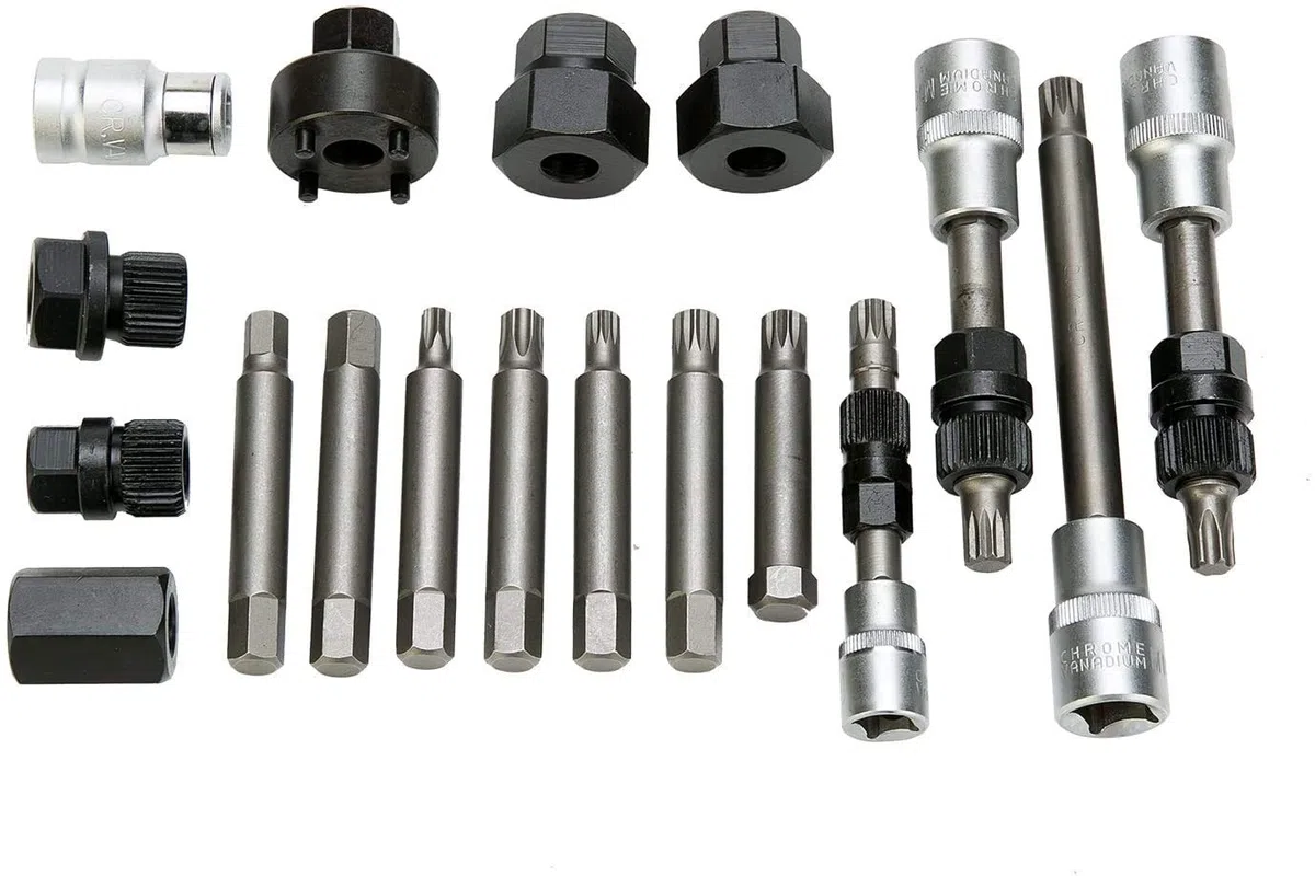 JOMAFA 18 Piezas Herramientas de Polea de Alternador 12.5 mm 1/2" Puntas para Alternador Llave Adaptador Para alternadores de Vehículos. Juego De Llaves y Puntas Para Quitar y Montar Alternador