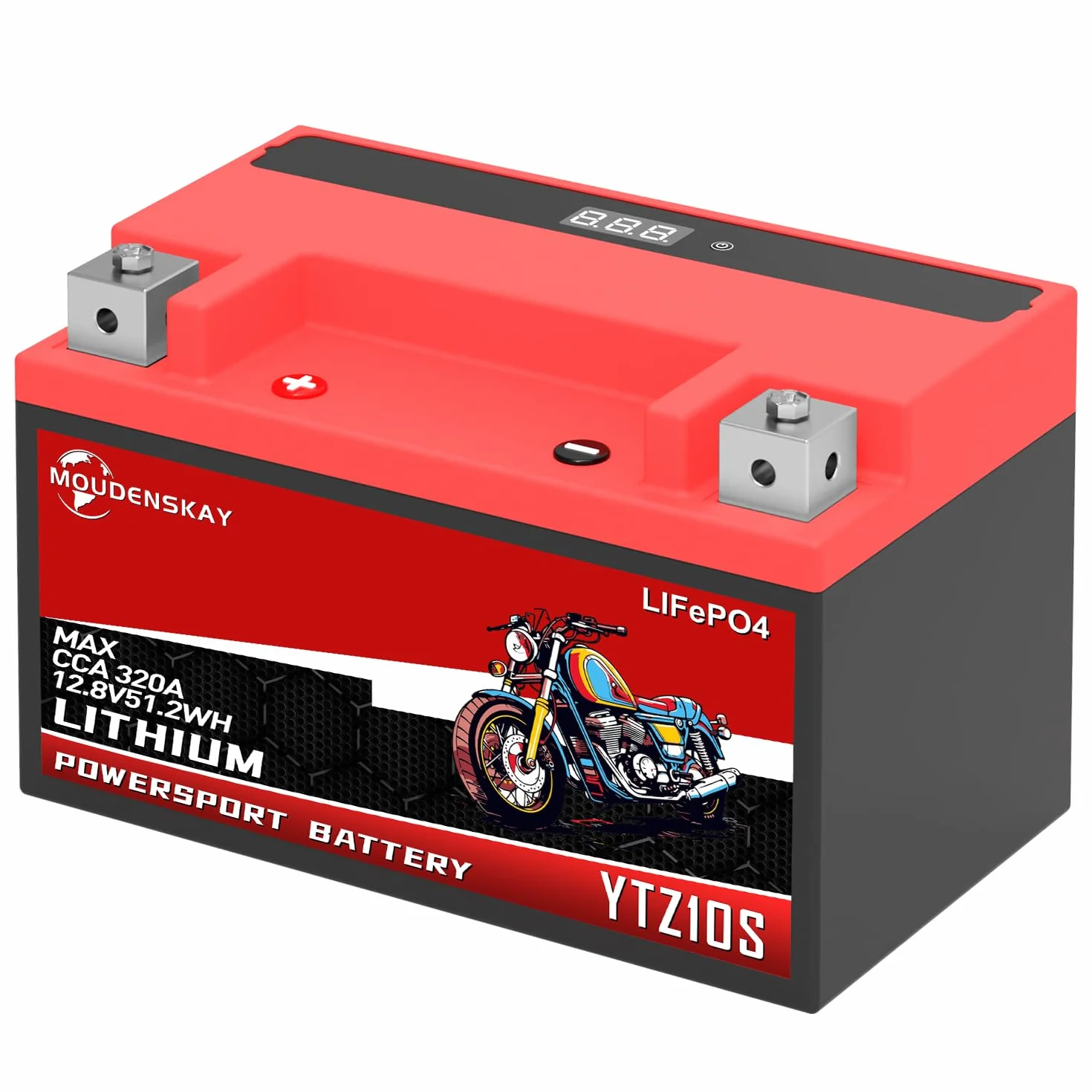 Batería de Litio Para Moto, Bateria Litio 12v Motocicleta con BMS,12.8V 4AH 280~320CCA 51.2WH YTZ10S LiFePO4 Motor de Arranque de la Batería Para Motocicleta,ATV,UTV,4 Wheeler, y más
