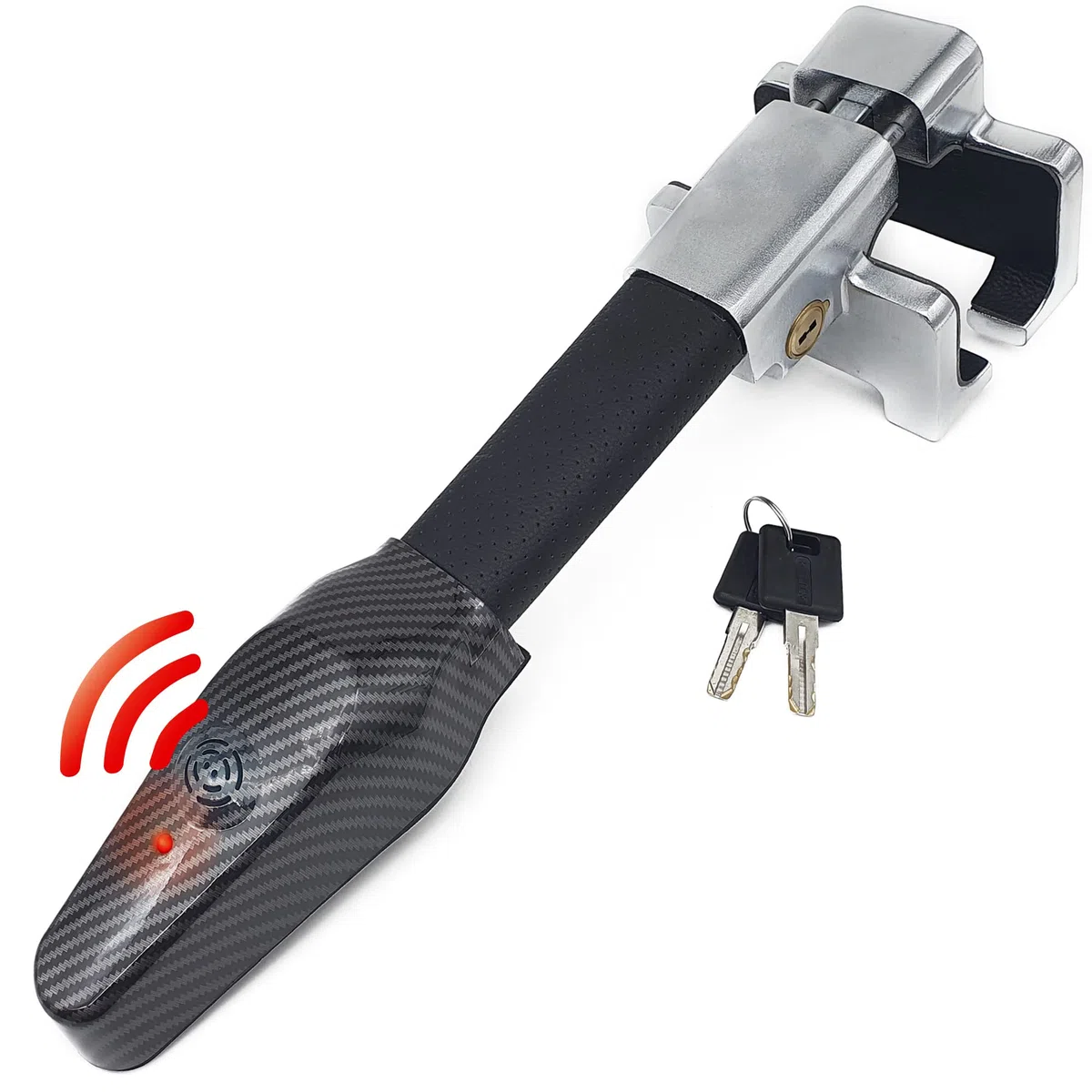 KRASER KR830 Antirrobo Coche, Barra Volante con Alarma 120dB, Robusto Bloqueo Alta Seguridad, Fácil de Usar, Acero Más Calidad, Cepo Coche Universal SUV Furgoneta Autocaravana