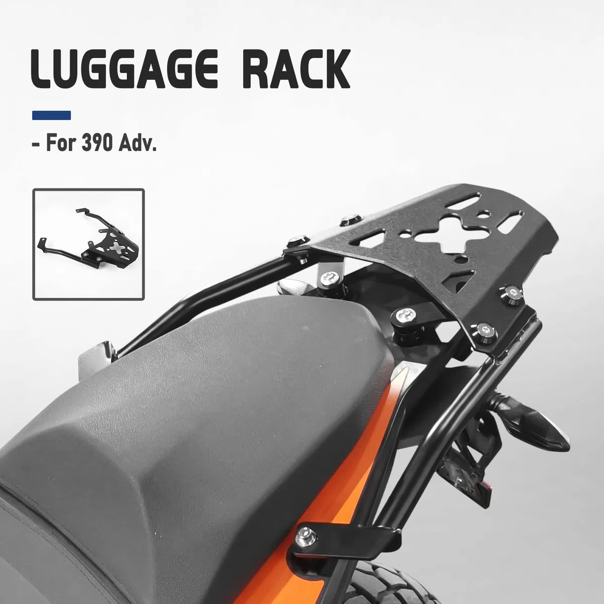 Soporte de portaequipajes Trasero de Acero para Motocicleta, Soporte de Soporte de Carga Trasera, Kit de Placa de Soporte Adaptador para 390 Adventure ADV. 390Aventure 390ADV 2020 2021 2022 2023