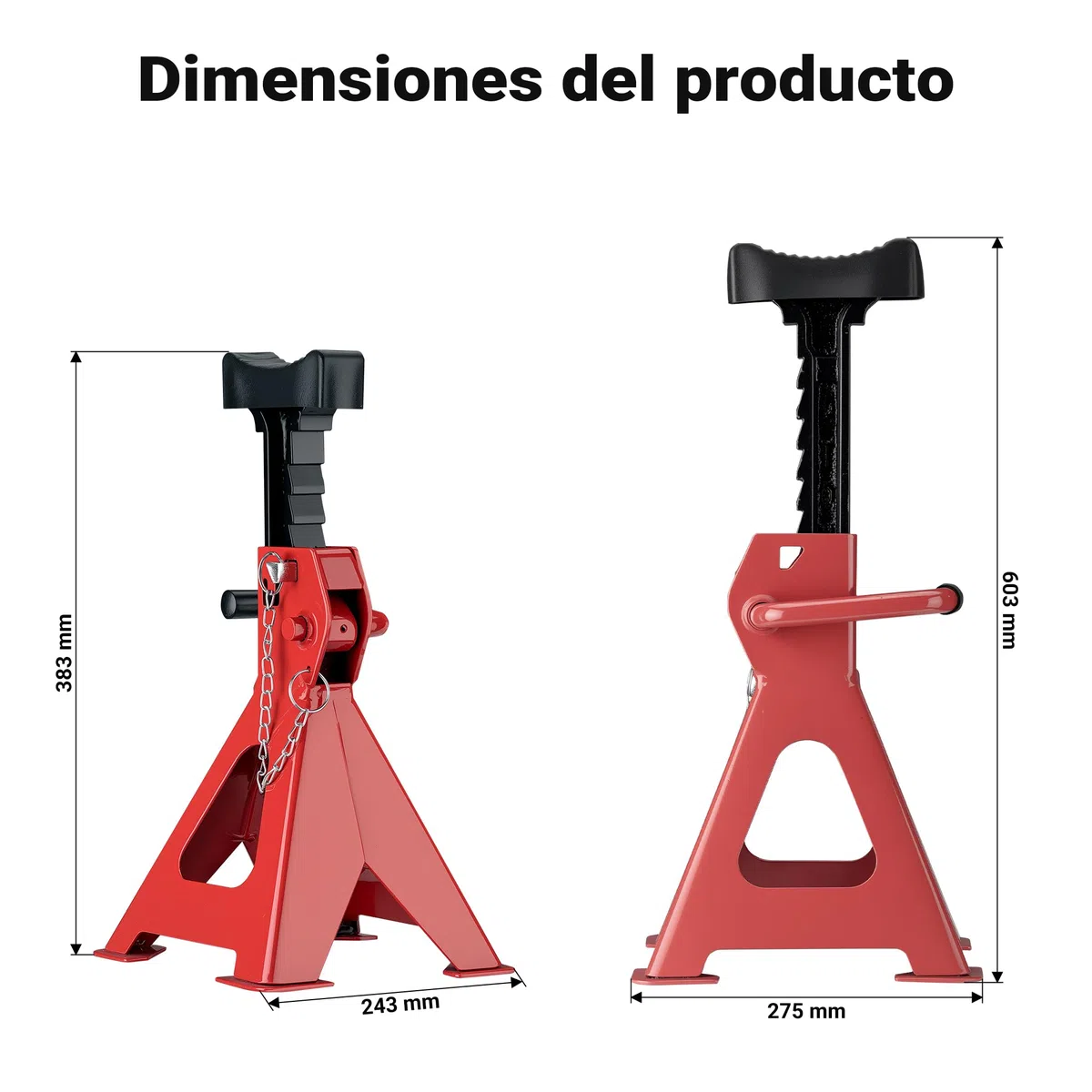 WilTec Set de 2 caballetes para Coches Altura Ajustable 41-58 cm hasta 6 toneladas Soportes de Gato Eje de Coche con Doble Bloqueo de Seguridad, Base Amplia Cubierta de Goma Antideslizante