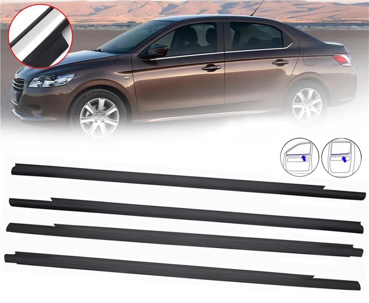 Junta de Goma Para Peugeot 301 2013-2017 Para Citroen Para Elysee 2014-2016 Ventanas Exteriores Coche Burlete Goma Cinturón Sellado Tiras Meteorológicas Goma de Sellado Burletes(Chrome)