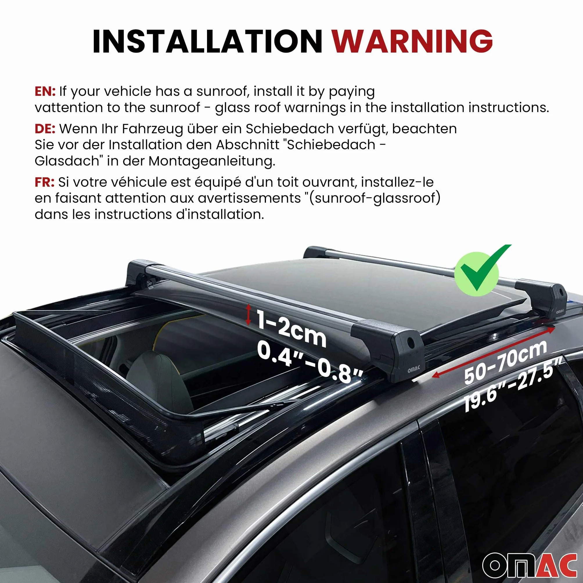 OMAC Barras de Techo Transversales de Aluminio para Jeep Compass 2017-2025 – City Crash – ISO/Pas 11154