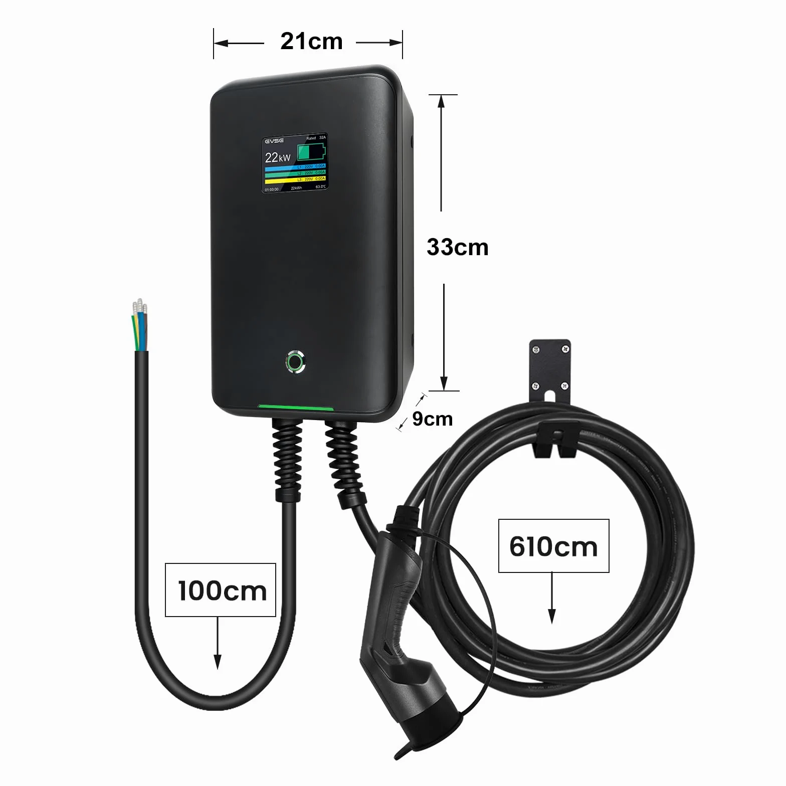 32A Wallbox EV trifásica Estación de Carga para Coches eléctricos (22KW Mode C)