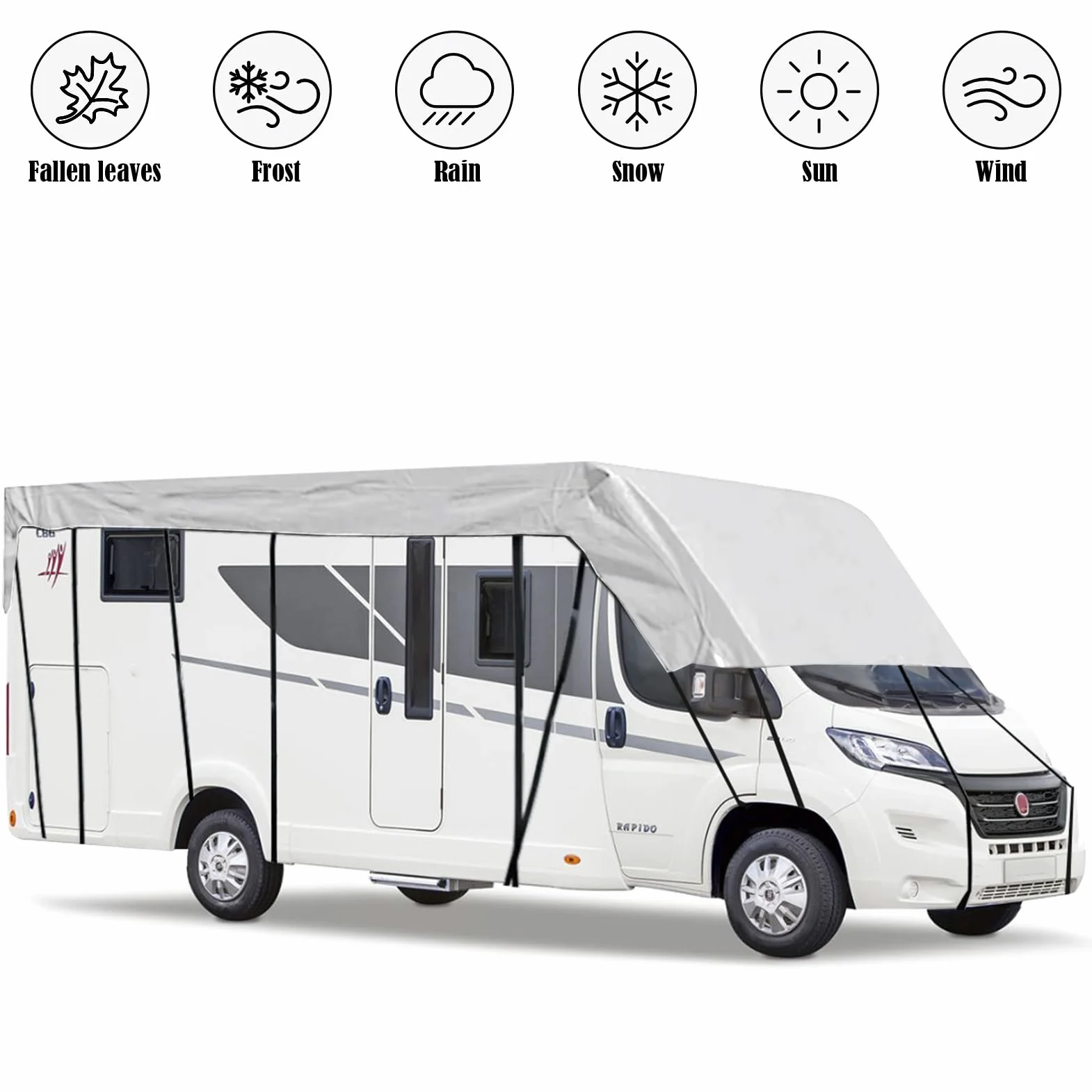 Funda de techo de protección para camping coche, 210D impermeable lona de caravana 8,5 x 3 metros/28 x 10 pies, lona de protección de techo para caravanas (8,5 x 3 m/334 x 118 pulgadas)