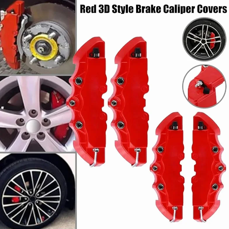 4 Piezas Cubre Pinza Freno Coche para Audi Q3 2019-2024, 3D Cubierta Cubo Rueda Cubierta Freno, Cubierta De Pinza De Coche Rojo