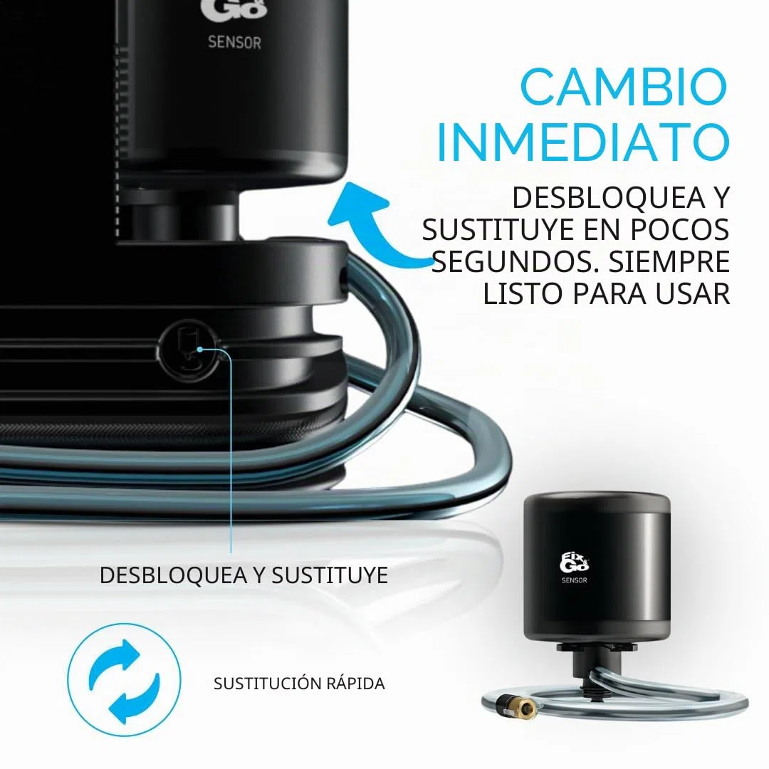 Fix&Go Sensor - Kit de reparación de neumáticos de coche con compresor de aire portátil de 12 V - Sistema de control electrónico de sellante - Compatible con TPMS - para coches, SUV y vehículos