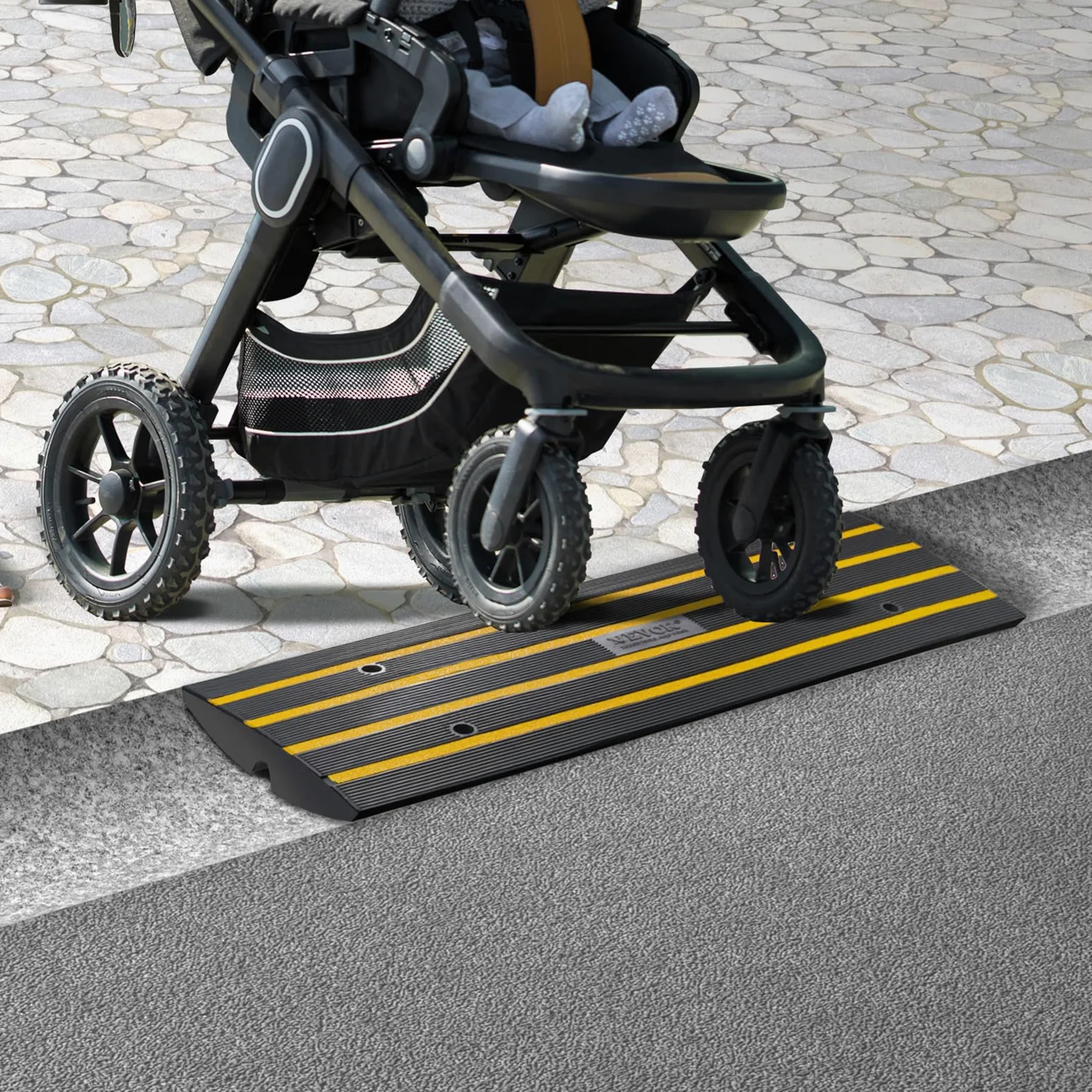 VEVOR Rampa para Silla de Ruedas Altura de 6,5 cm Rampa de Goma Carga de 15 t Rampa Antideslizante Extensible para Silla de Ruedas para Muelle de Carga Puerta de Entrada de Garaje, 122 x 40,5 x 6,5 cm