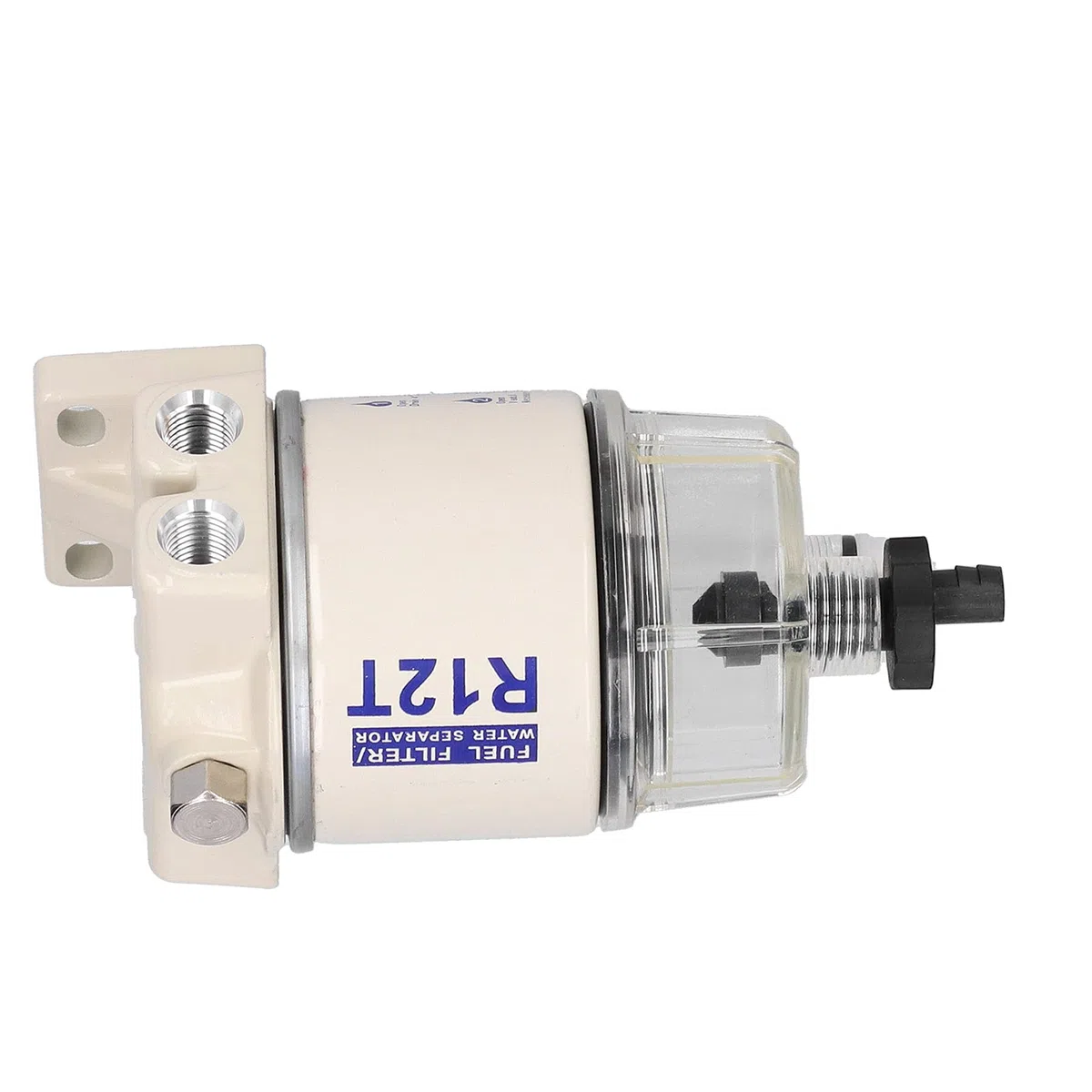 Tbest Filtro de combustible Separador de agua Kit completo, Filtro de combustible marino enroscable Separador de agua Velocidad de flujo 30GPH con drenaje autoventilado Reemplazo de R12T