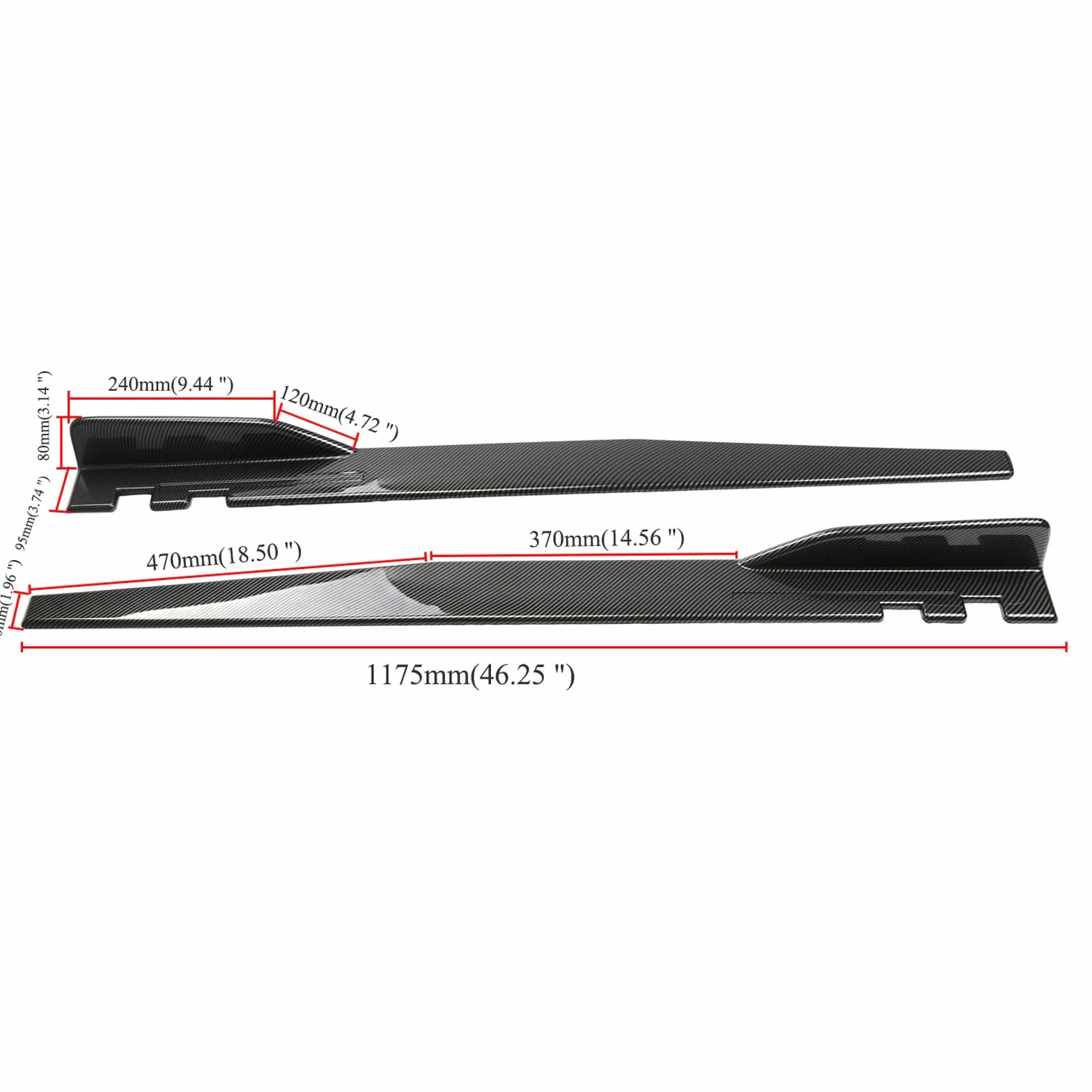 Faldón Lateral para Hyundai i20 2009-2019 2020 2021 2022 2023 2024 2025, Coche Difusor Divisor Rasguño Falda Lateral Extensión Accesorios,Bright Carbon Fiber