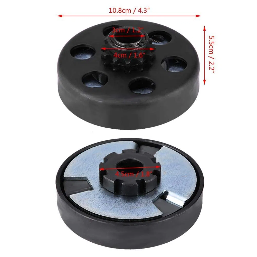 Embrague centrífugo con tornillo de cadena para motocicleta y juego de accesorios, embrague centrífugo de 3/4 pulgadas, orificio de 12 dientes, juego de tornillos de cadena #35 para motores de