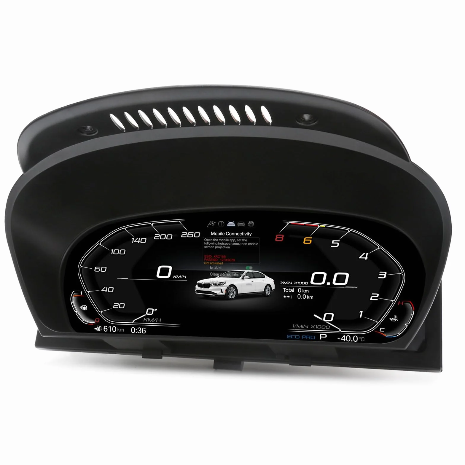 Velocímetro digital LCD de 12,3 pulgadas para BMW 5 Serie E60 E61 X5 E70 X6 E71 con sistema CiC y CCC Tacómetro salpicadero Cluster Instrumentos de repuesto 7-UI Control del volante Plug & Play HD