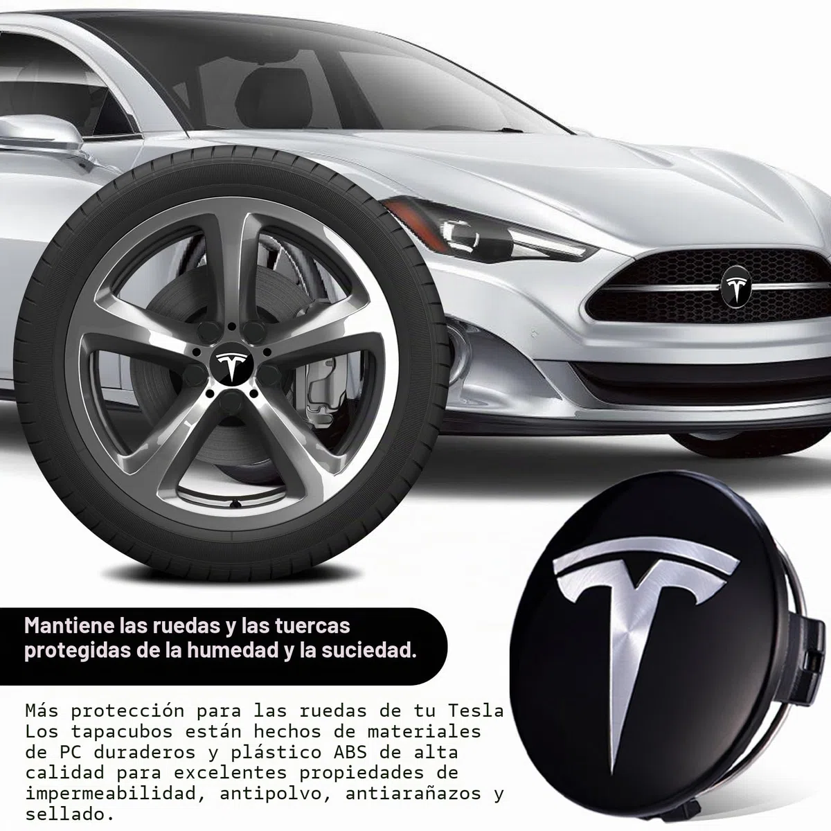 Juego de tapacubos Tesla LEKEFETO Center para Model 3 y Y, Accesorios, tuercas de rueda con logo Tesla