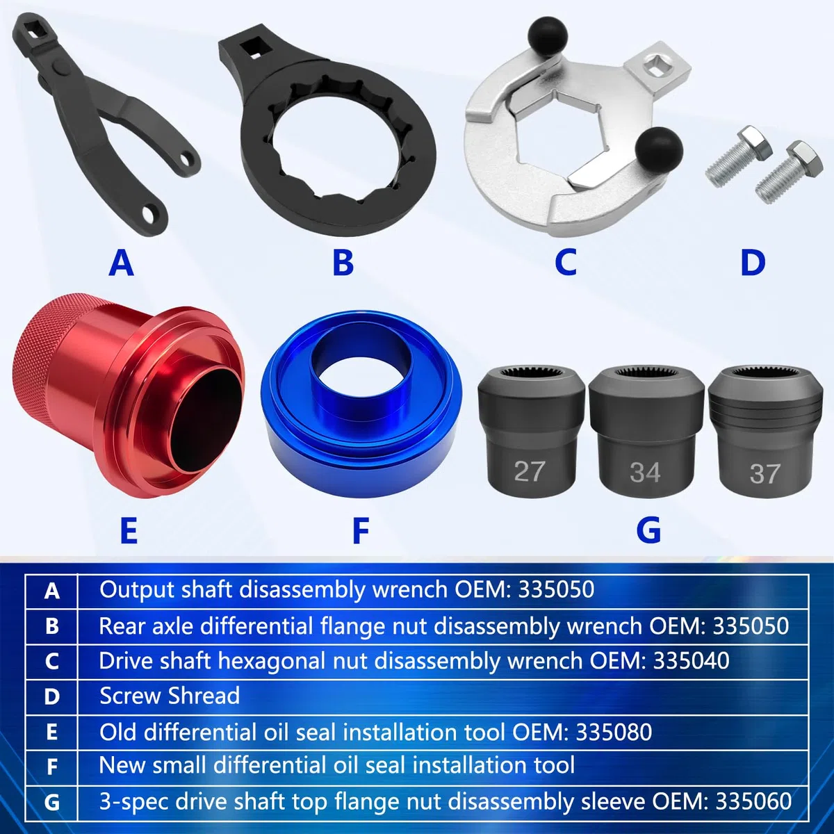 ZKTOOL Kit de herramientas para instalar y quitar diferenciales del eje de transmisión trasero, Compatible con BMW E70 E90 E91 E92 X3 X5 X6 RWD 4WD, Reemplaza 335040 335050 335060 335080 230020, con