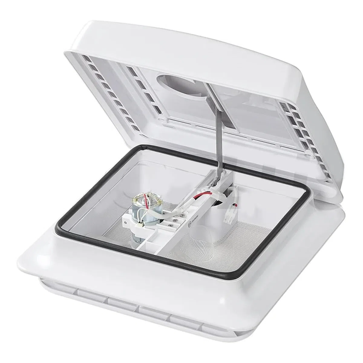 ProPlus Claraboya 28x28 cm con Ventilador de 12 V para Camper | Claraboya de plástico resistente a UV con mosquitera para el baño de autocaravanas, furgonetas camper y remolques.