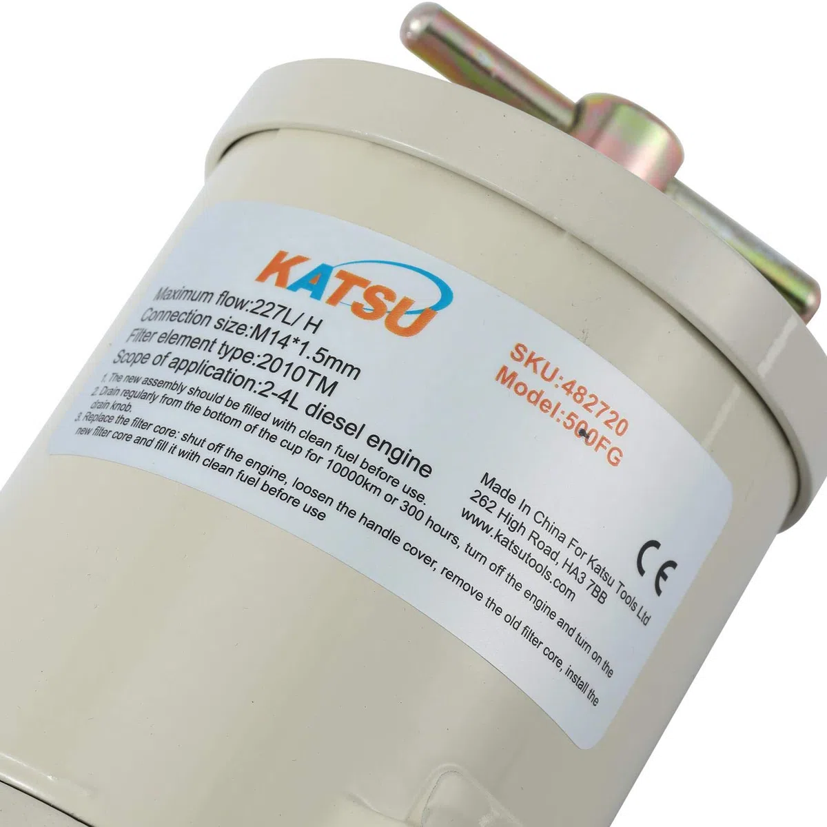 KATSU Filtros de Combustible, Separador de Agua de Filtro de Combustible Diésel FG500 para Motores Diésel Barcos Marinos Camiones Tractores Generadores Eléctricos 482720