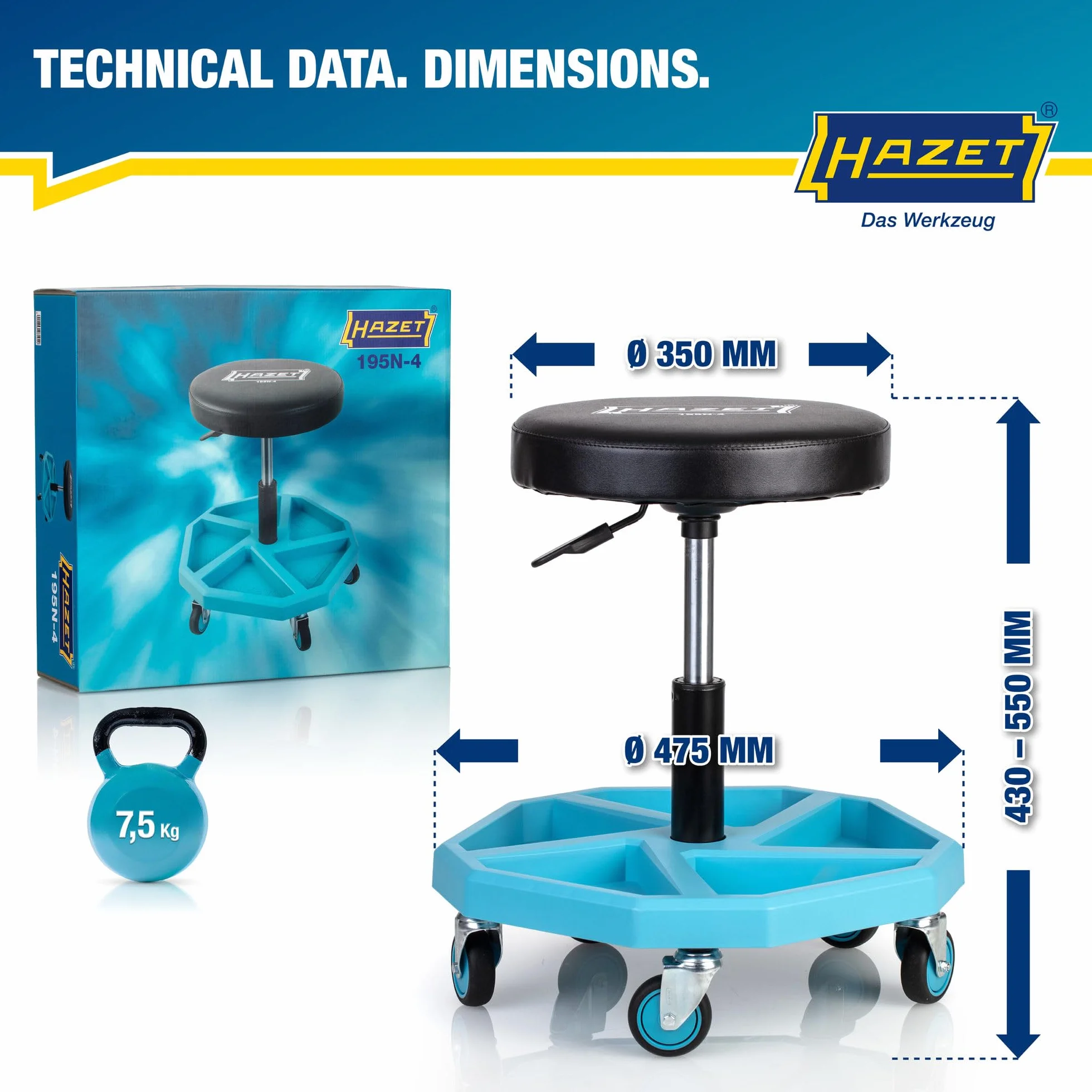 HAZET 195N-4 Taburete de taller