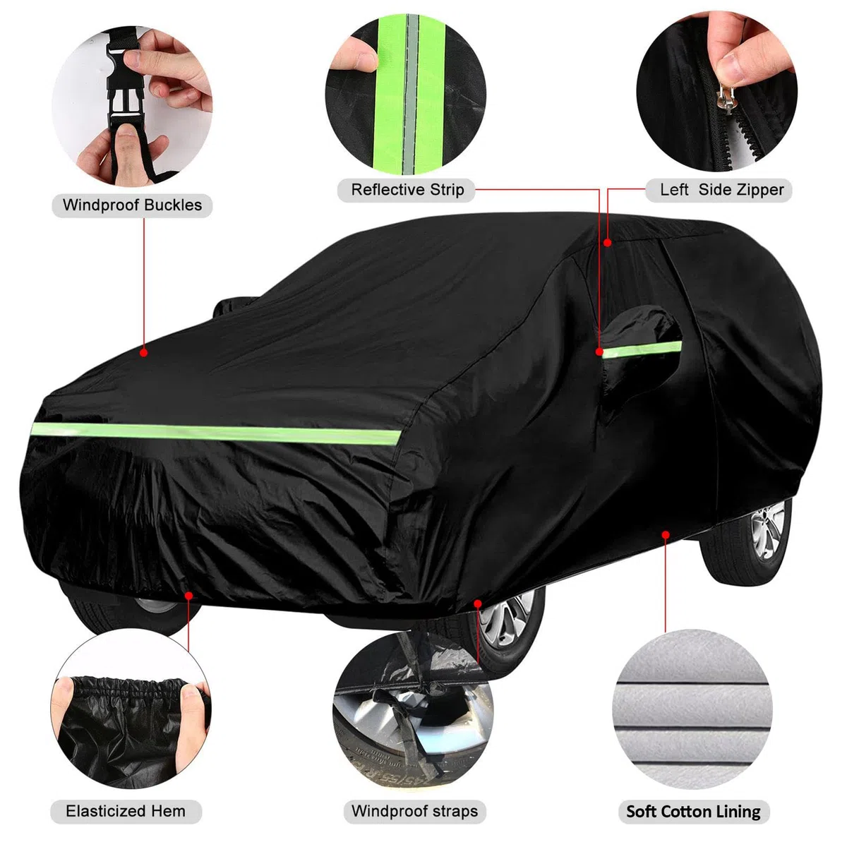 Funda Coche Exterior Compatibles con Renault Captur 2013-2026, Cubierta para Coche Impermeable, Coberturas Completas con Tira Reflectante