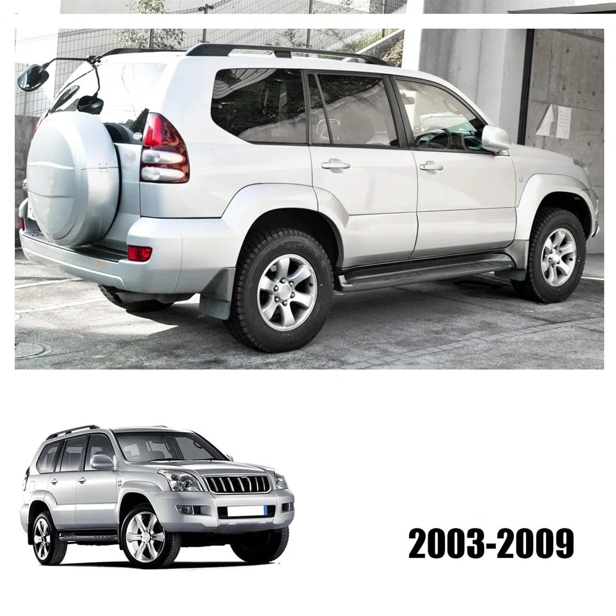 Faldillas Antibarro Guardabarros para Toyota para Land para Cruiser para Prado FJ120 120 2003 2004 2005 2006 2007 2008 2009 Coche Aletas Guardabarros (Color : Front Rear)