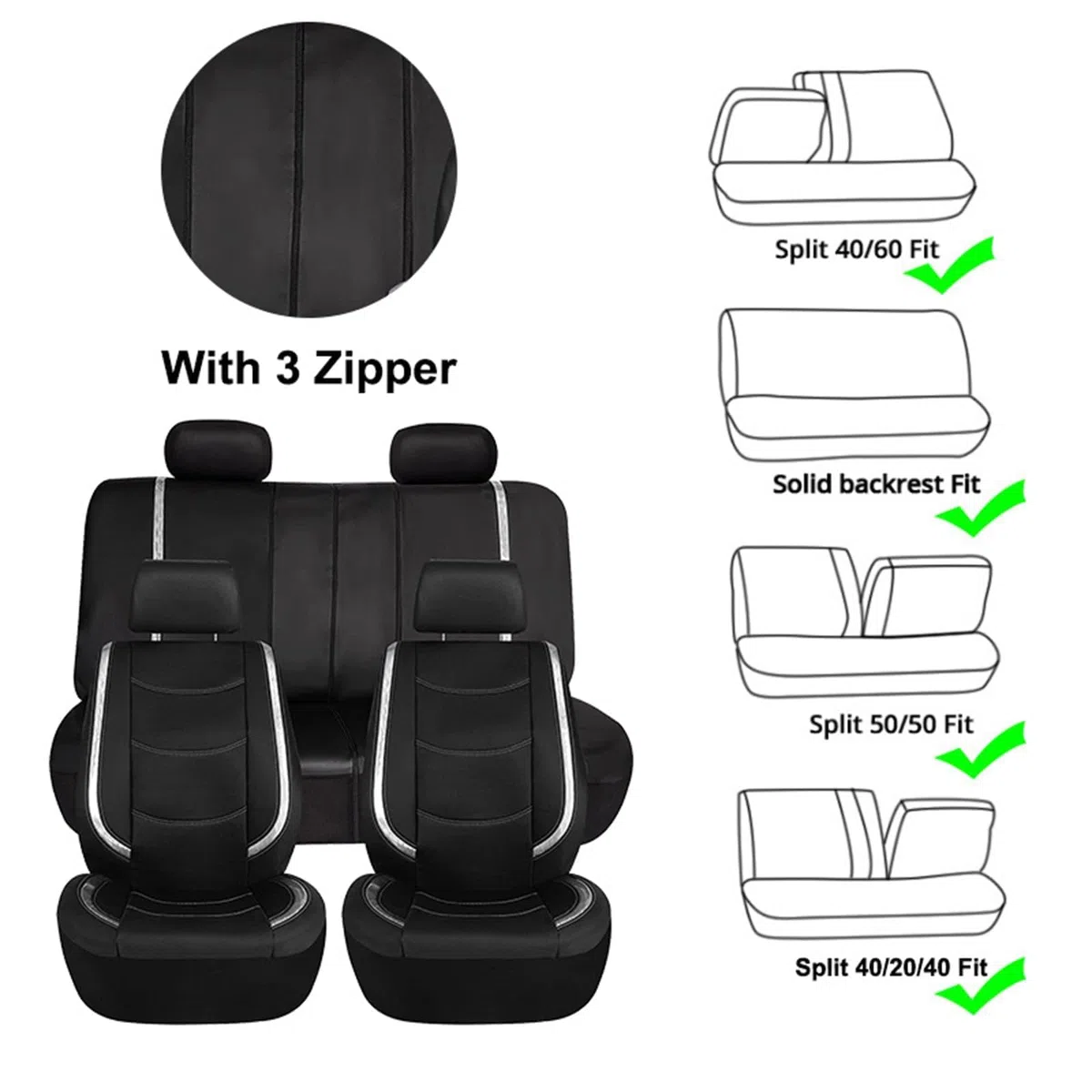 Fundas Asientos Coche, para Ford Puma/Puma ST SUV 2019 2020 2021 2022 2023 2024 2025 Accesorios para Coche, Airbag Lateral Lavable Easy Fit Juegos de cubreasientos,C