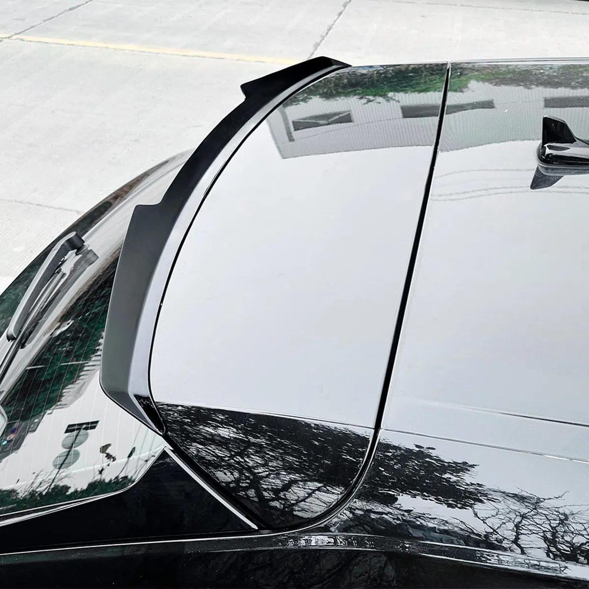 Alerón trasero de coche + alerón de techo trasero para Audi Q8 SQ8 2019+ color negro brillante, aspecto de fibra de carbono