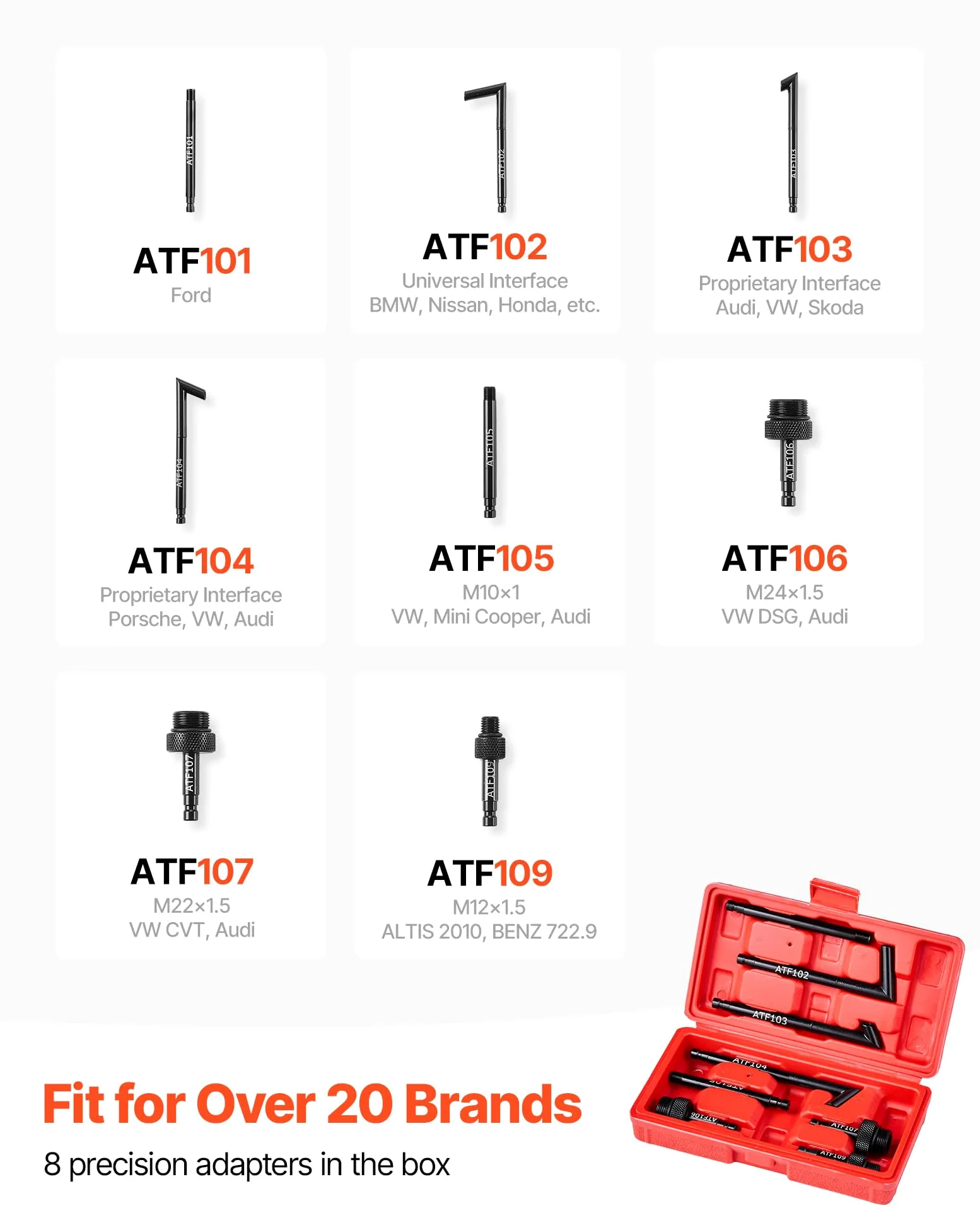 VEVOR Bomba de Líquido de Transmisión Manual Capacidad 7,5 L, Kit de Llenador de Aceite, con 8 Adaptadores de ATF y Manguera de 150 cm, Tanque HDPE, Dispensador de Aceite para Coches Barcos Motos