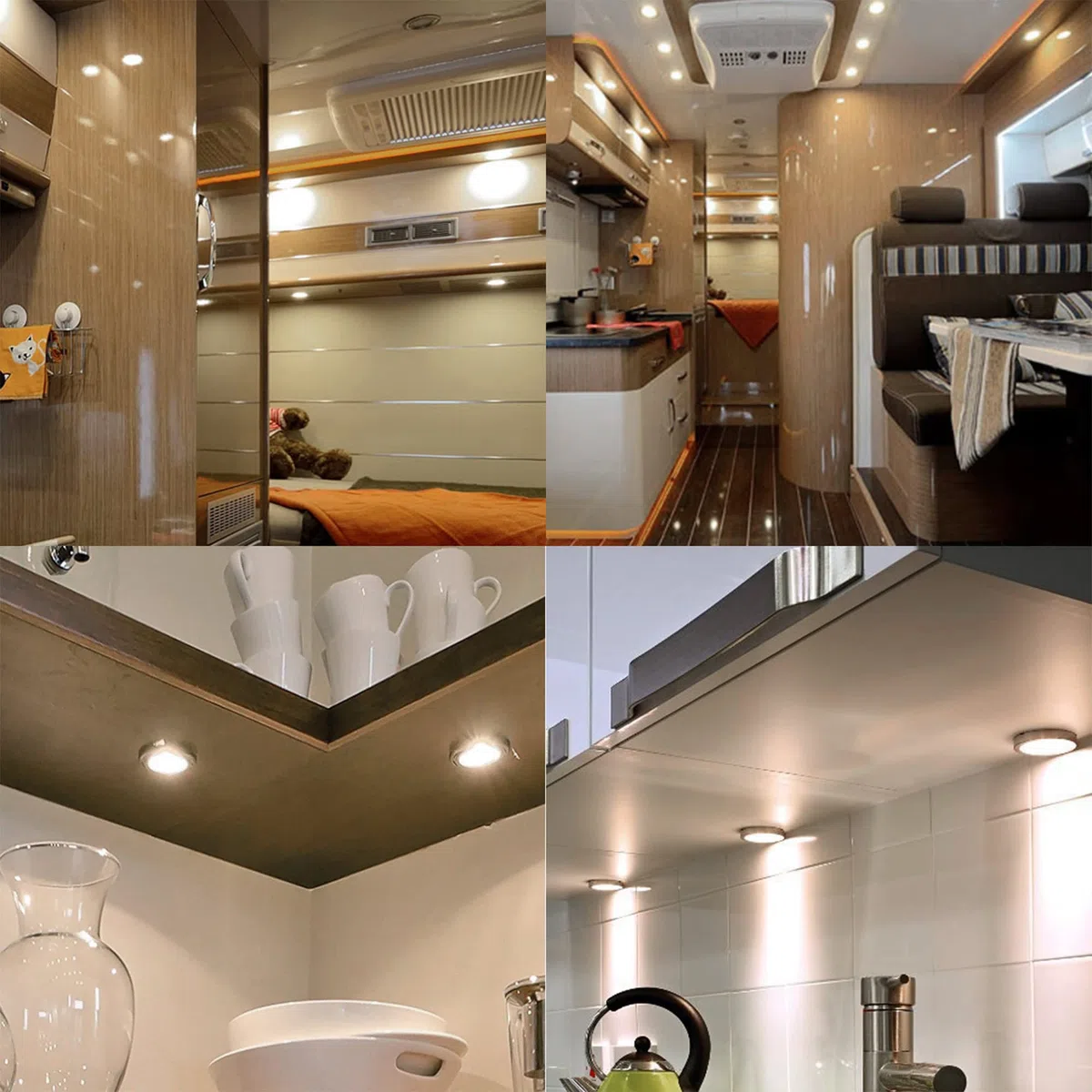 BRAUTO 12V Led Camper Interior Cargador Spot Luz para Camper Caravan Motorhome Barco (3000K 6pzs Foco empotrable)