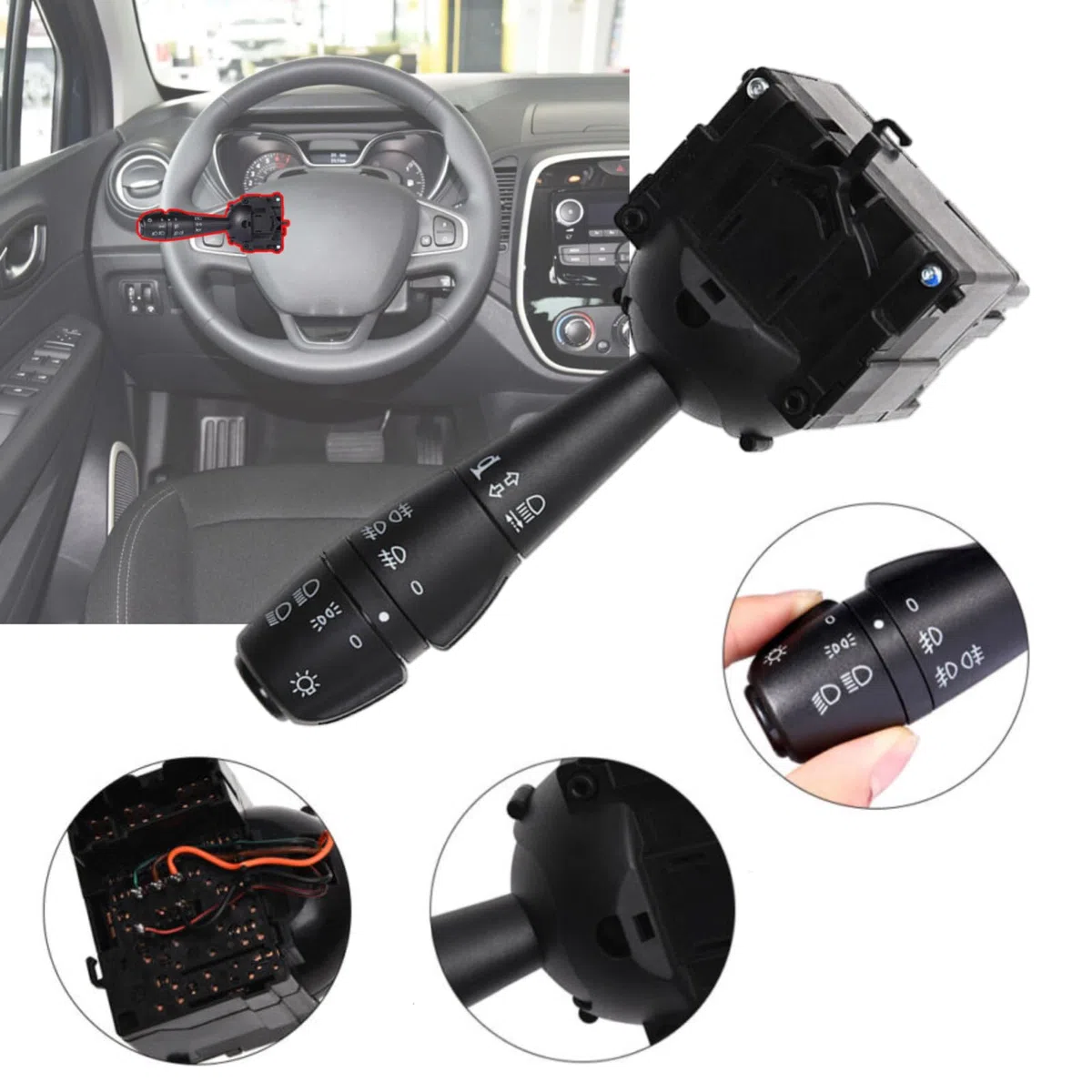 Twowinds - Interruptor Intermitente 8201167988 Compatible con Dacia Dokker Lodgy Logan Sandero Dorker Express, Renault Clio 4 - Palanca Columna Dirección, Volante - 255405056R - Interruptor de Luz