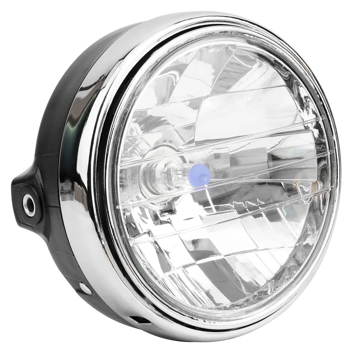 AHL Faro HalóGeno para Motocicleta, Faro Retro Redondo Cromado De 12 V Compatible con SUZUKI GSX1400/SV650/SV1000/BANDIT GSF650/GSF 1200/GSF1250 / YAMAHA XJR400/XJR1200/XJR1300