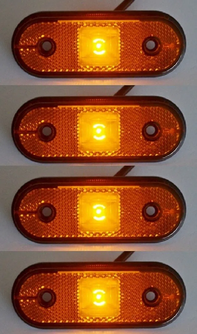4 luces LED reflectantes de 12-24 V con contorno lateral frontal naranja ámbar con marcado E para camión, caravana, autocaravana, autobús, furgoneta