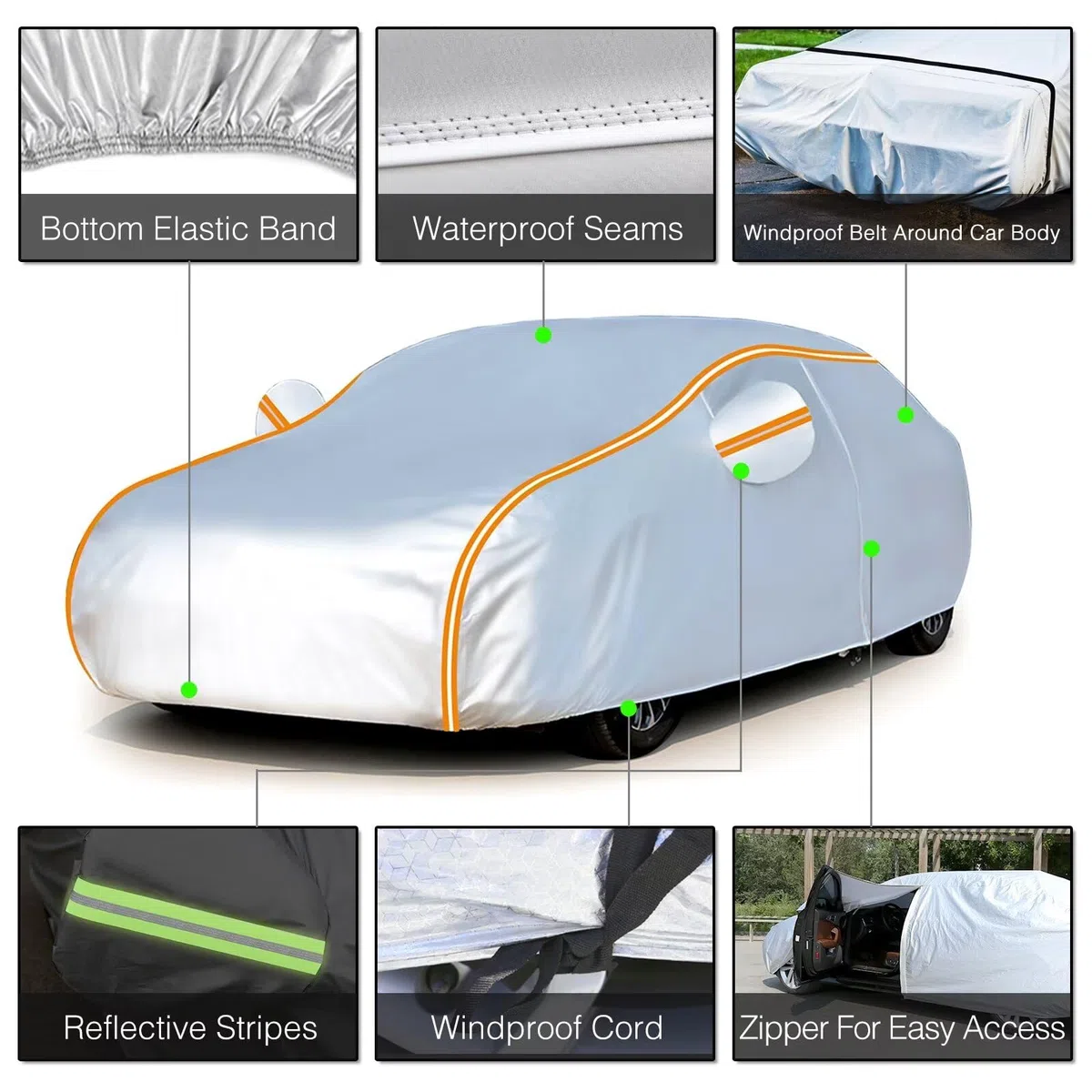 Funda Coche para Hyundai i30(2007-22), Cubierta de Coche Impermeable Funda para Coche de Impermeable Funda de Coche Exterior, Cubierta para Coche con Cremallera Anti-UV Antipolvo