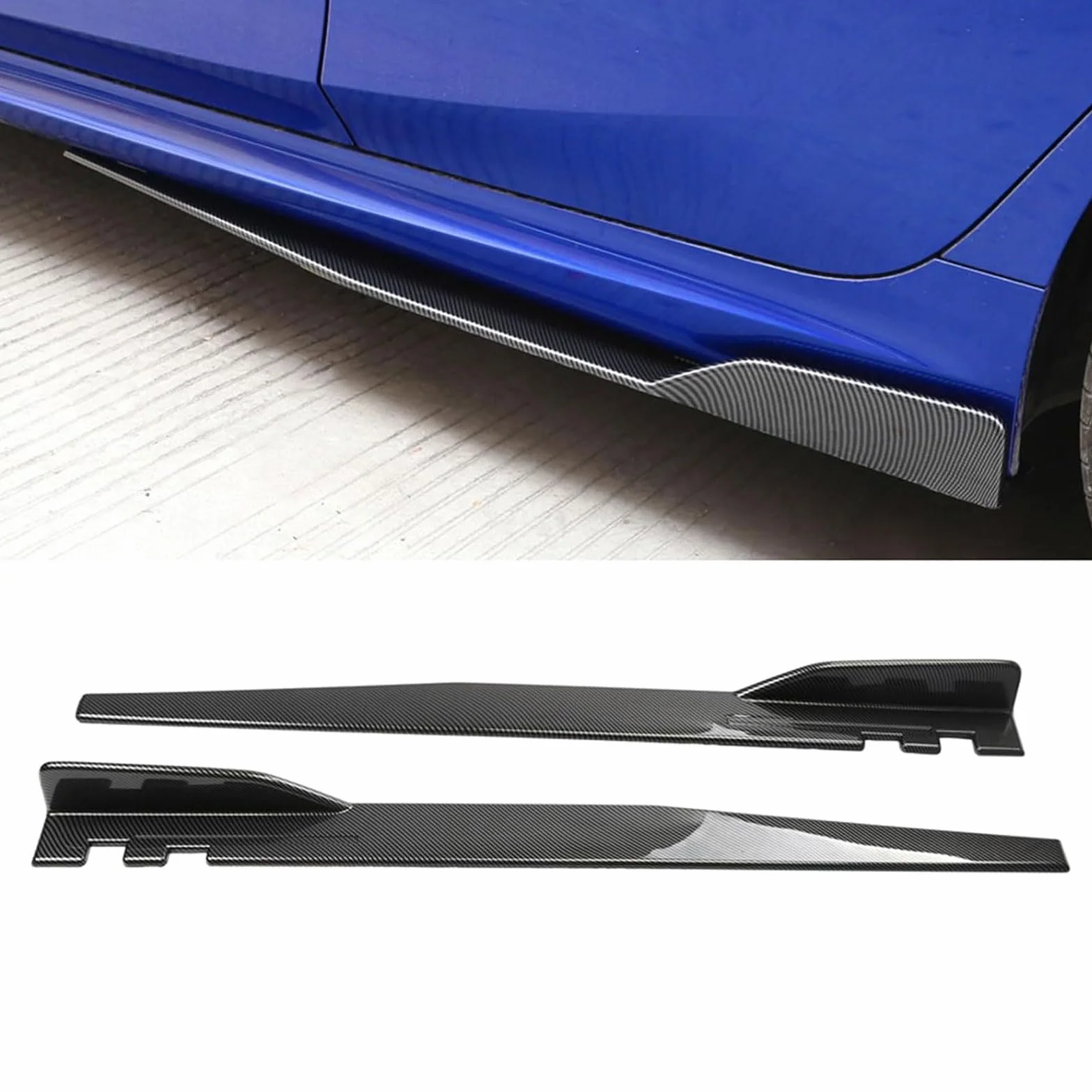 Faldón Lateral para Hyundai i20 2009-2019 2020 2021 2022 2023 2024 2025, Coche Difusor Divisor Rasguño Falda Lateral Extensión Accesorios,Bright Carbon Fiber