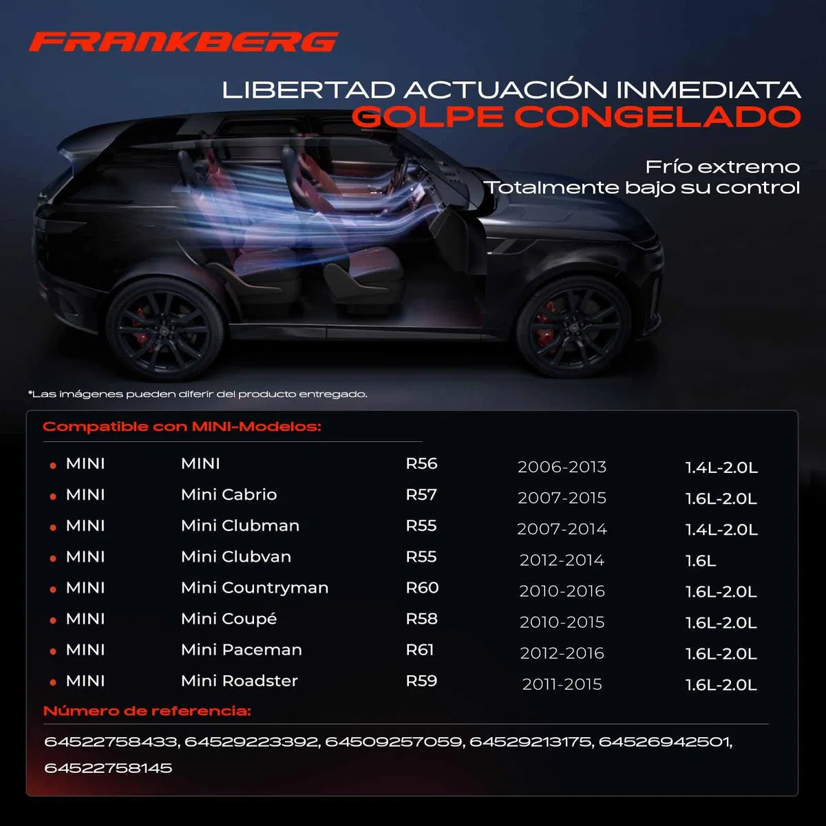 Frankberg Sistemas de aire acondicionado Compresor de aire acondicionado con embrague Compatible con M.i.n.i R55 R56 R57 R58 R59 R60 R61 Replace# 64529223392incl. aceite premezclado