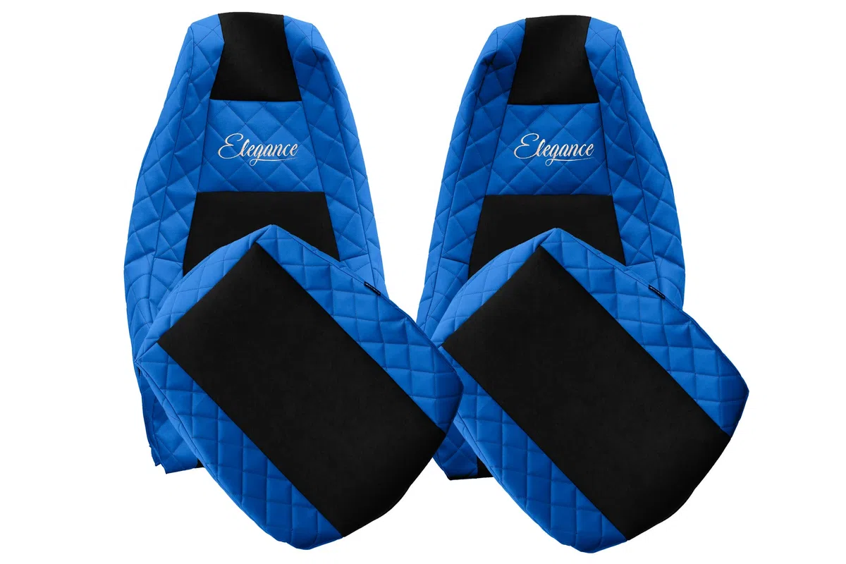 F-CORE Fundas Asiento camión Compatible con Scania S NEXTGEN R NEXTGEN 01.17- Conductor Integrados Pasajero Integrados Asientos estándar Azul