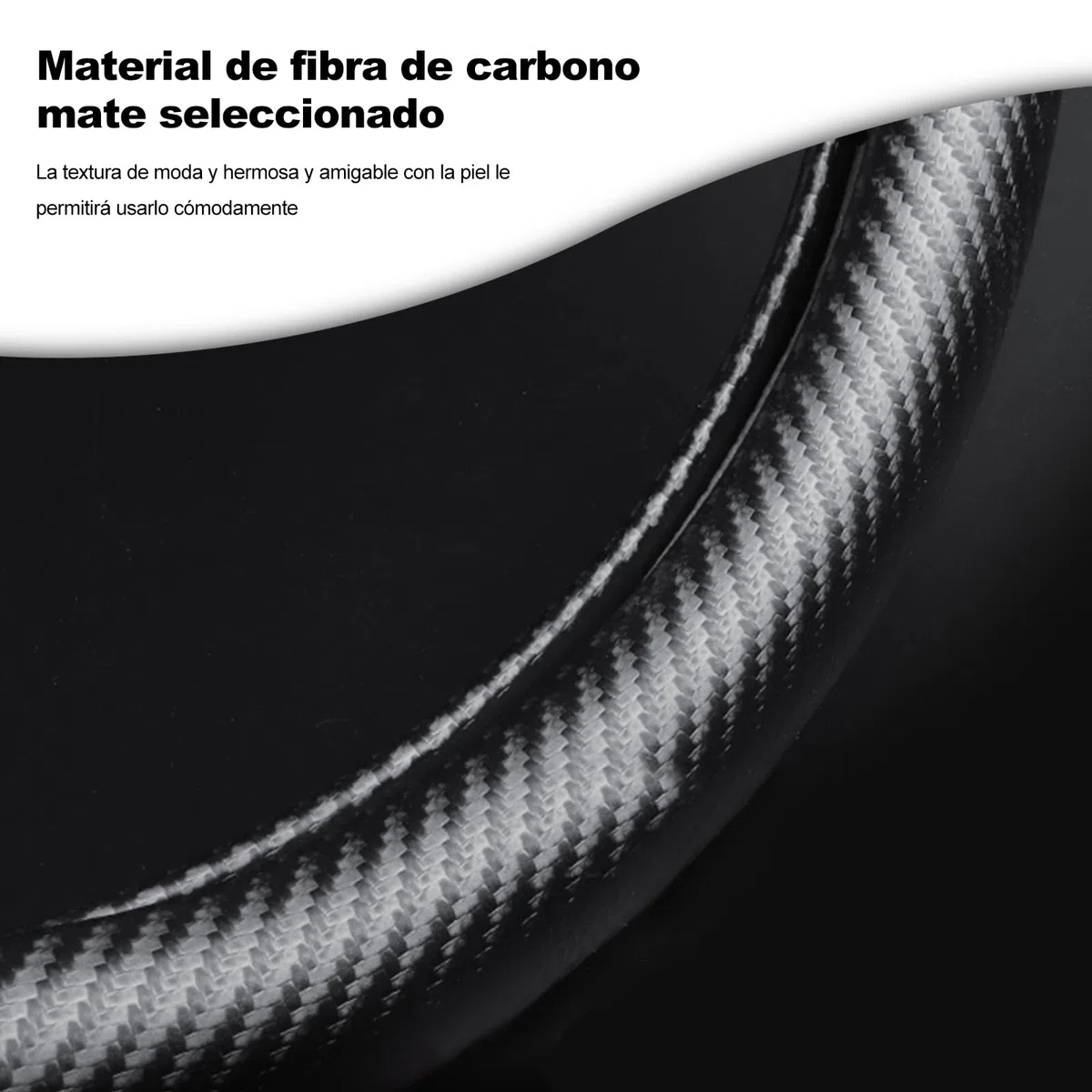 Ergocar Forma Redonda Fibra de Carbono y Cuero PU de Microfibra Funda Volante Coche Antideslizante Accesorios Coche Transpirable Estilo Deportivo para diámetro 38cm （15 "）-Negro