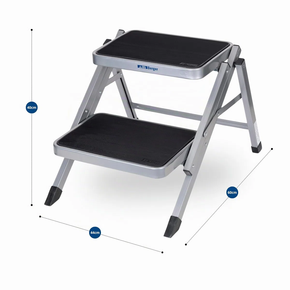 Berger Escalera Dos peldaños | escalón para caravanas | Peldaño Plegable | Escalera para Caravana | Taburete Caravana | Peldaño Caravana | Escalon Autocaravana | Escaleras Plegables, hasta 130 kg