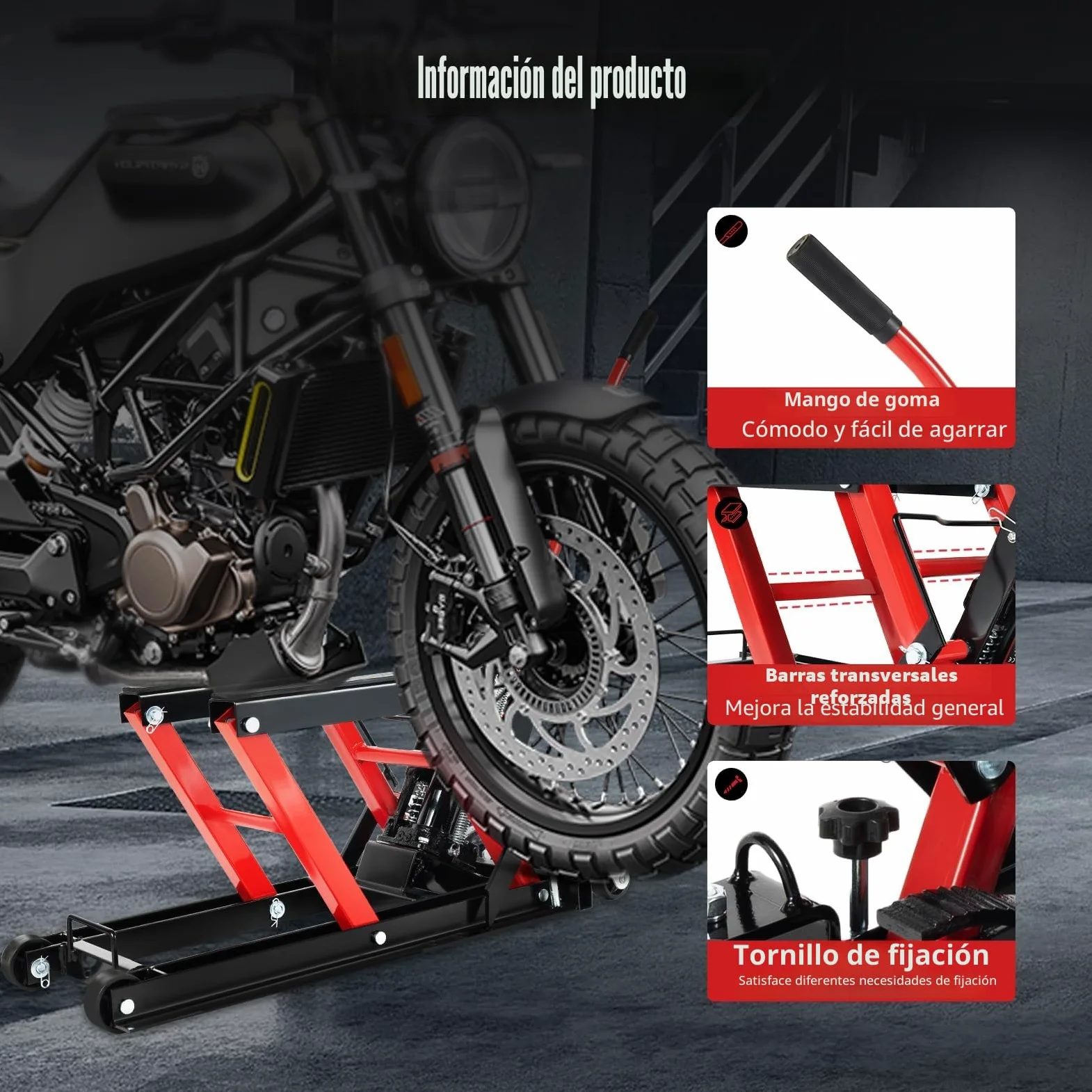 Elevador Hidráulico para Motocicleta de 680 kg de Carga, Soporte de Montaje Ajustable de 115 a 365 mm para Motor en Garaje