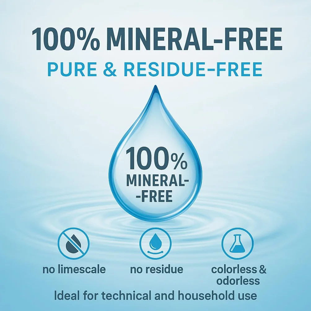 GiDeli Agua desmineralizada 20L agua destilada para planchas, baterías, radiadores, humidificadores, acuarios y laboratorios agua sin cal, inodoro, transparente