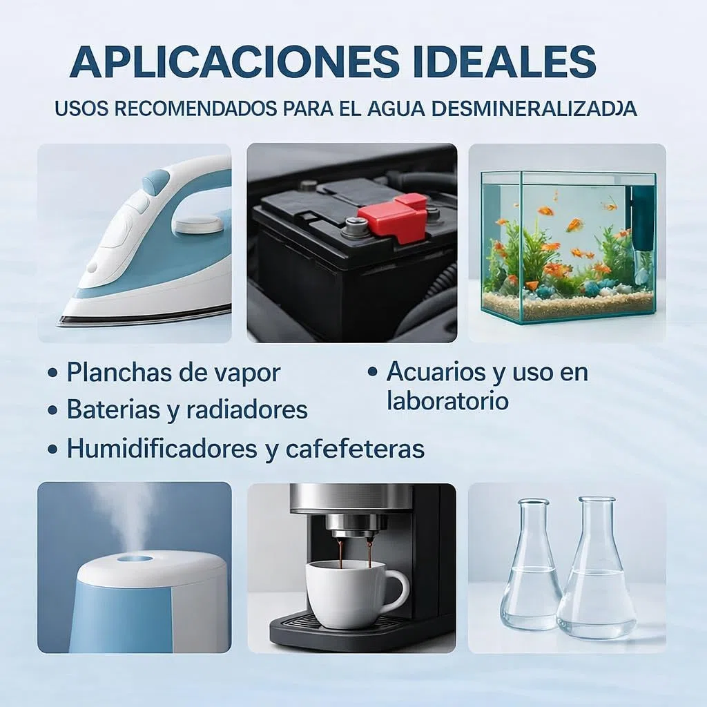 GiDeli Agua desmineralizada, 5 x 5 l, agua destilada para planchas, baterías, radiadores, humidificadores, acuarios y laboratorios, agua sin cal, inodoro, transparente