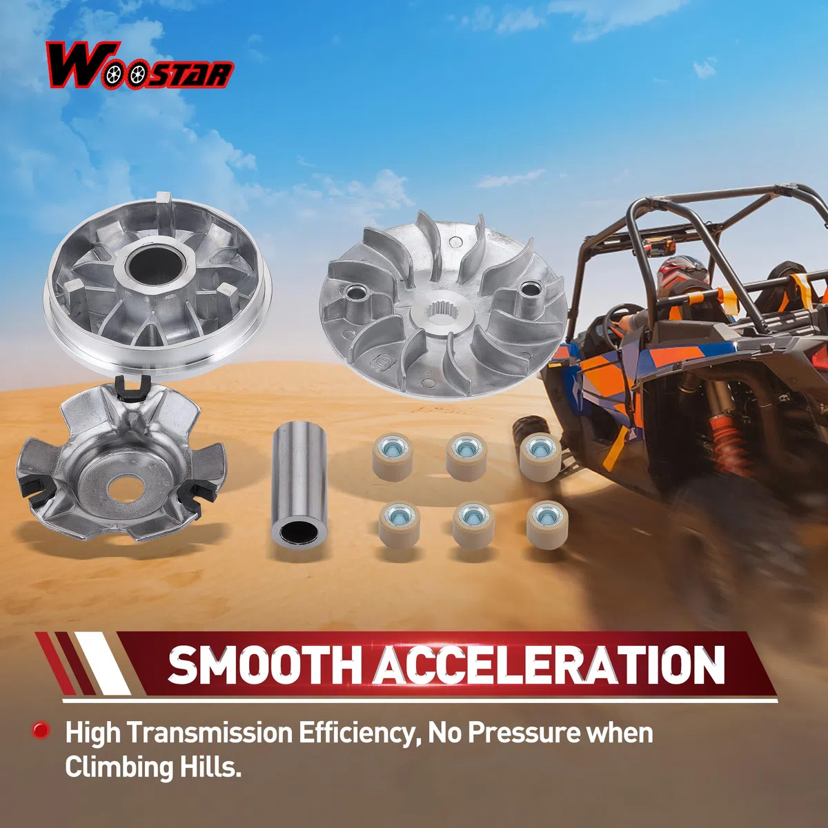 WOOSTAR Ensamblaje Completo de Rodillos Variador Reemplazo para 4 Tiempos GY6 125cc 150cc Scooter Go Kart 152QMI 157QMJ Motor