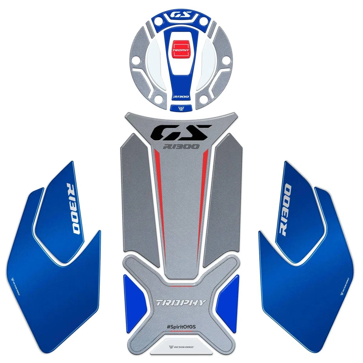 Resin Bike Adhesivos de Moto Compatibles con BMW R 1300 GS Trophy 2023-2026. Protection de Tanque de Choques y Arañazos de Moto. Adhesivo 3D Resinado - Made in Italy