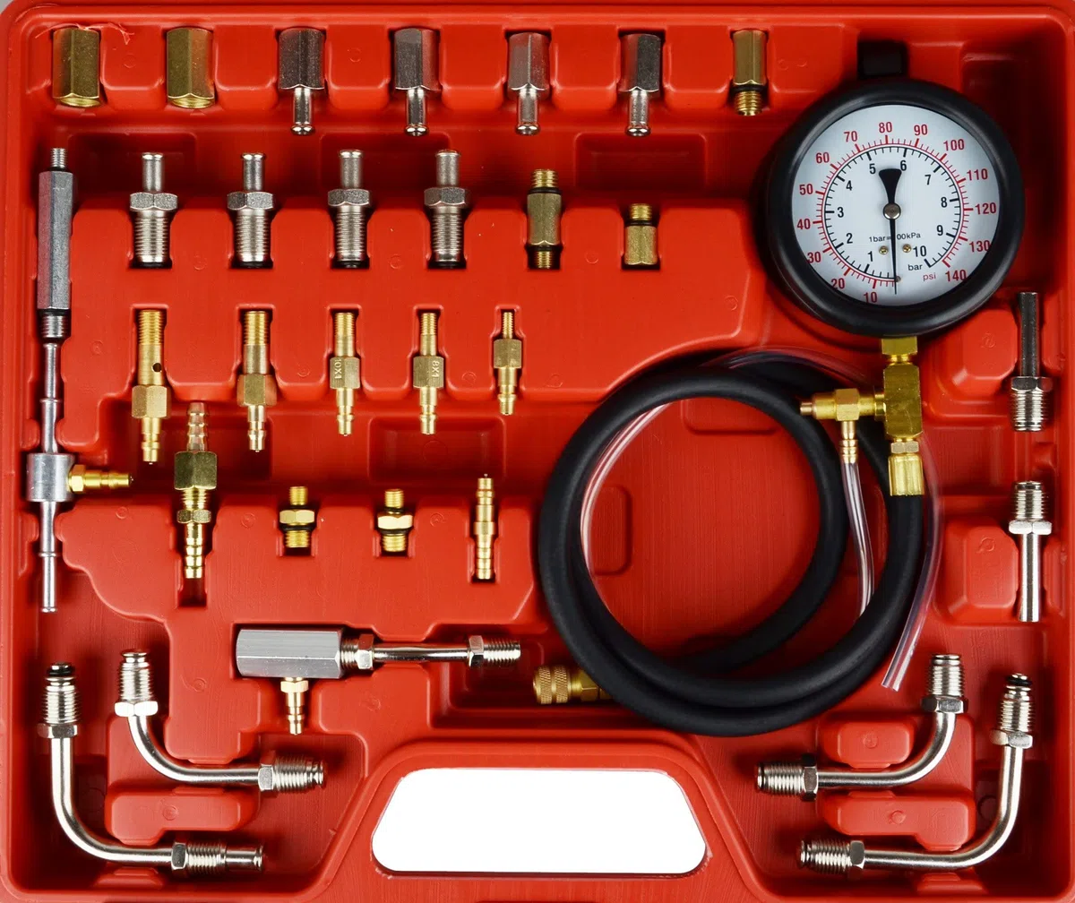 DAYUAN 0-140 PSI Probador de presión de gasolina Kit de herramientas de medidor de presión de inyección de combustible