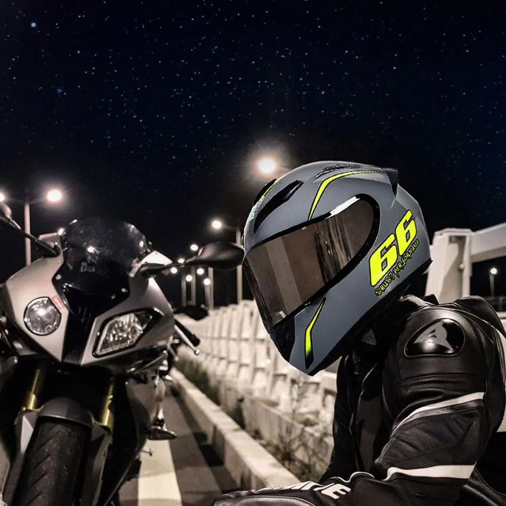 Casco Integral de Motocicleta 2025 con Visera Solar Negra para Adultos, Casco de Moto de Carreras de Calle con Guantes Y MáScara, Aprobado por El Dot
