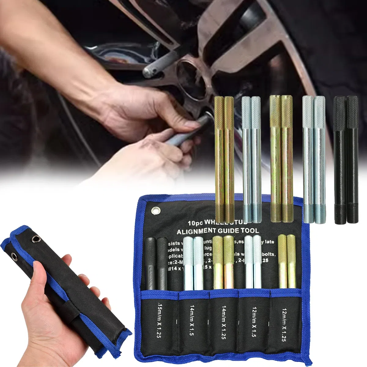 10 PCS Ayuda Para El Montaje Neumáticos, Juego Ayuda Para El Montaje Ruedas Ayuda Para El Montaje Neumáticos Coche Herramientas Para Reparar Neumáticos 2 PCS M15x1,25/M12x1,5/M12x1,25/M14x1,5/M14x1,25
