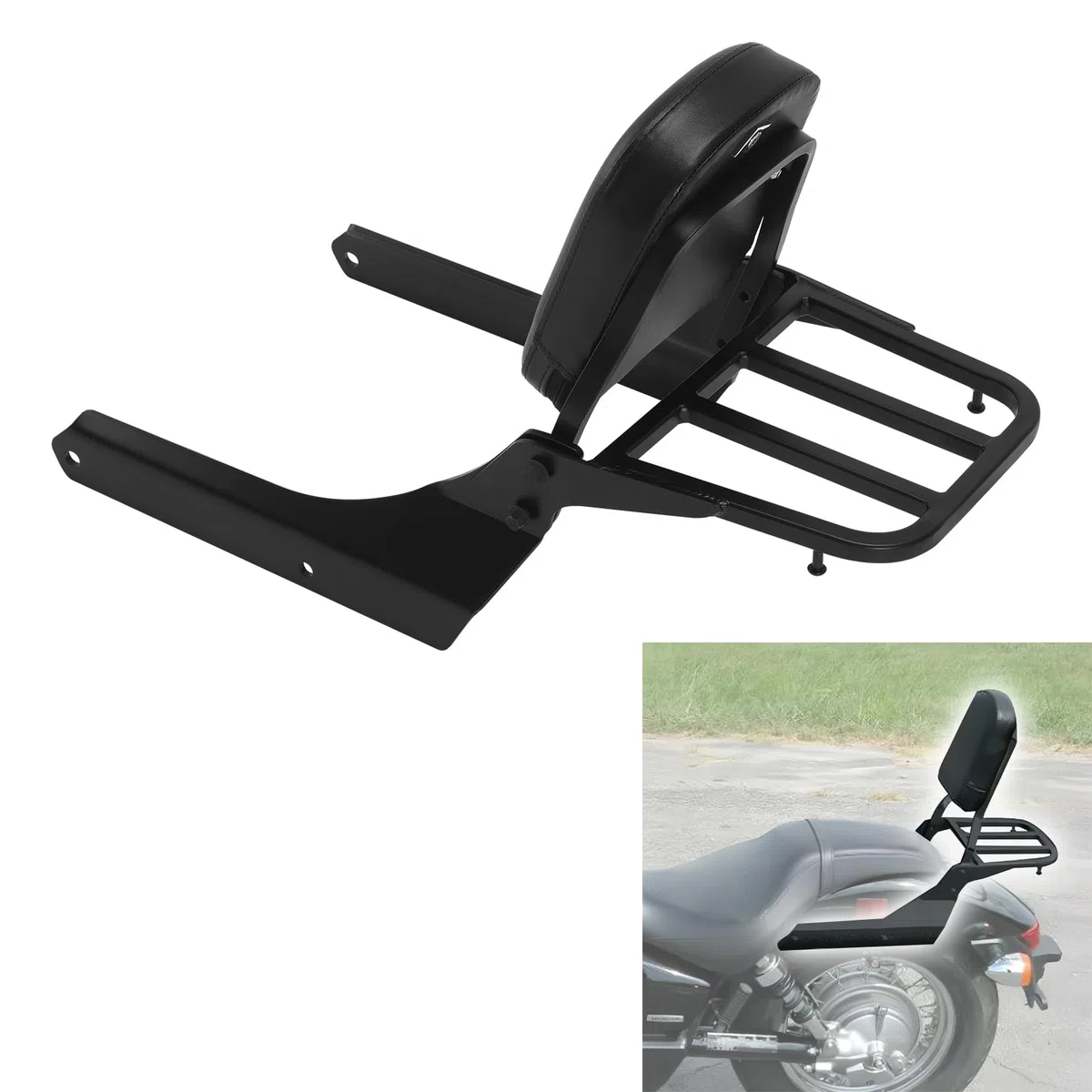 Respaldo Sissybar con portaequipajes para Honda Shadow Phantom 750 VT750C2B y Spirit 750 VT750C2 (38 cm)